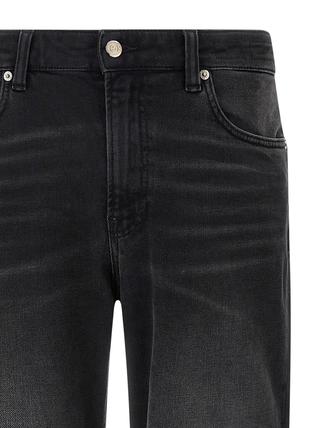 Black Cotton Straight-Leg Jeans