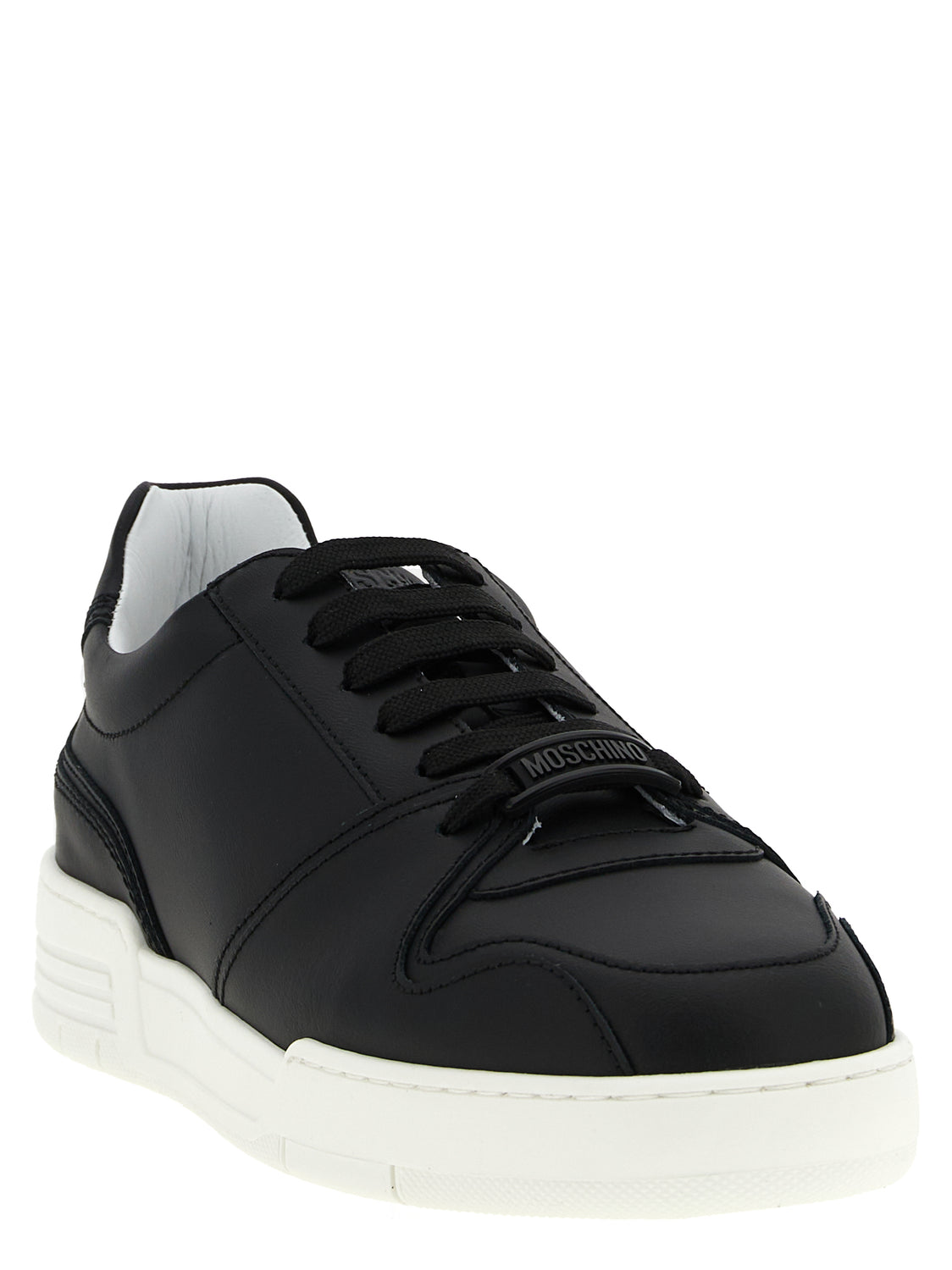 Black Leather Low Top Sneakers
