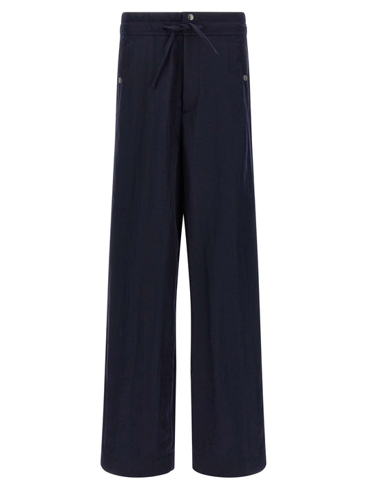 Blue Nylon Casual Pants