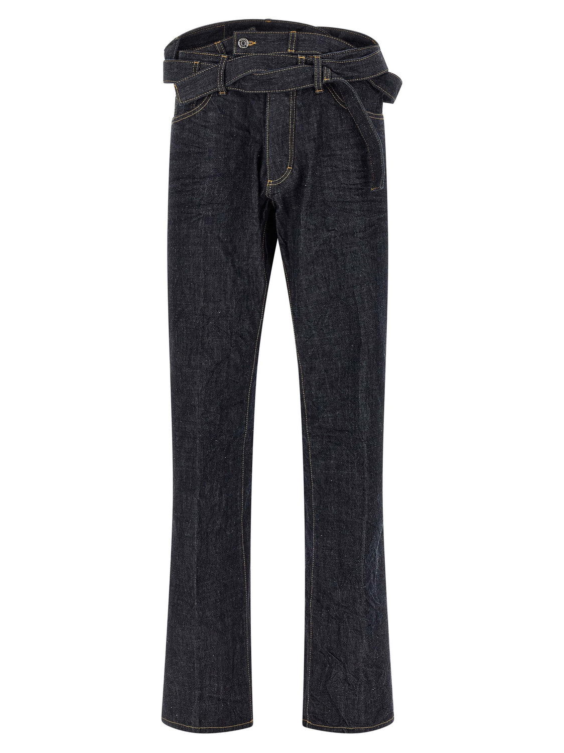 Blue Cotton Straight-Leg Jeans