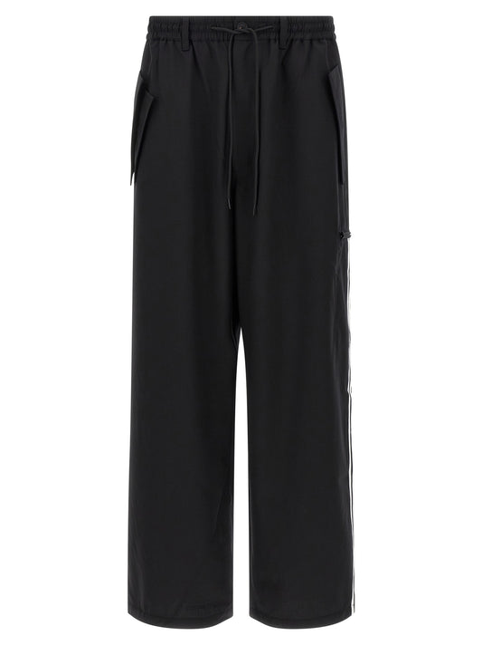 Black Polyester Casual Pants