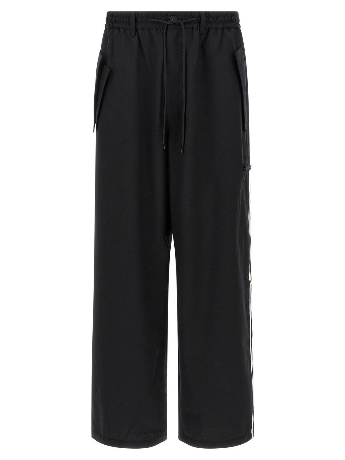 Black Polyester Casual Pants