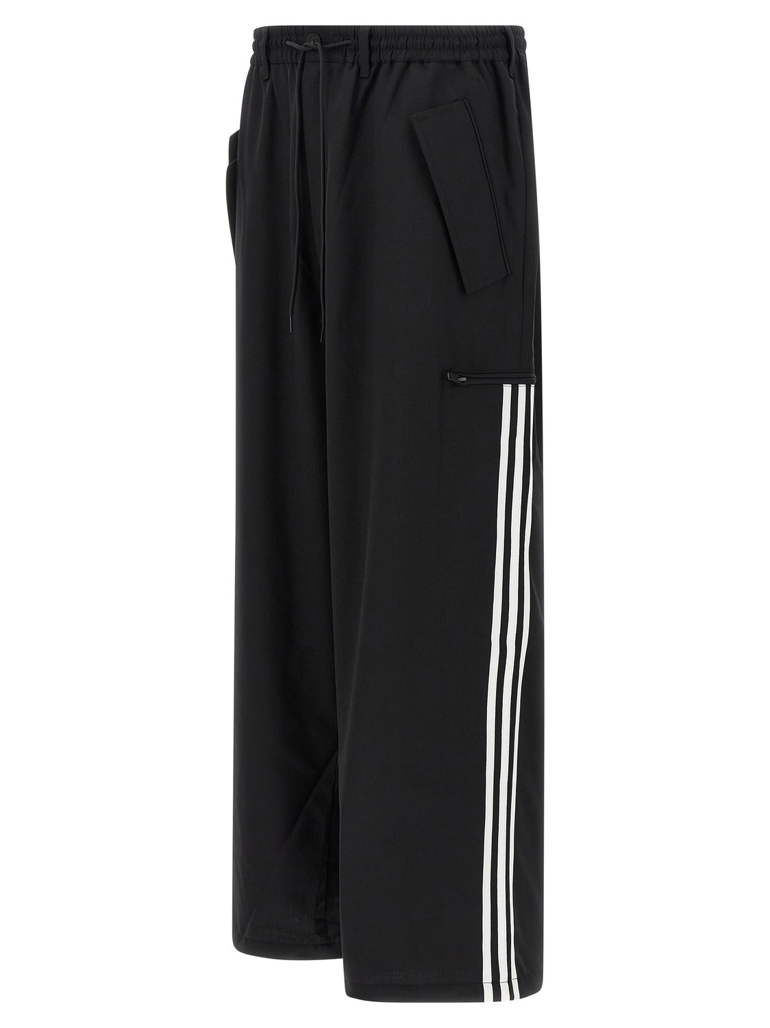 Black Polyester Casual Pants