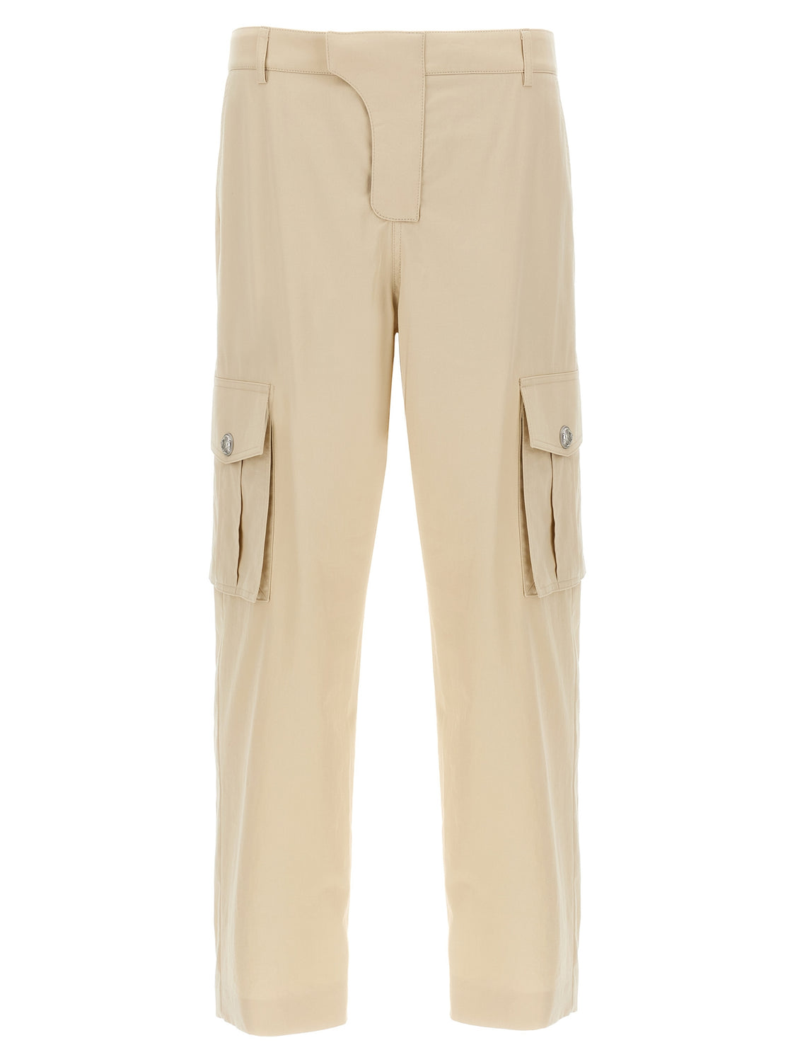 Beige Cotton Cargo Pants
