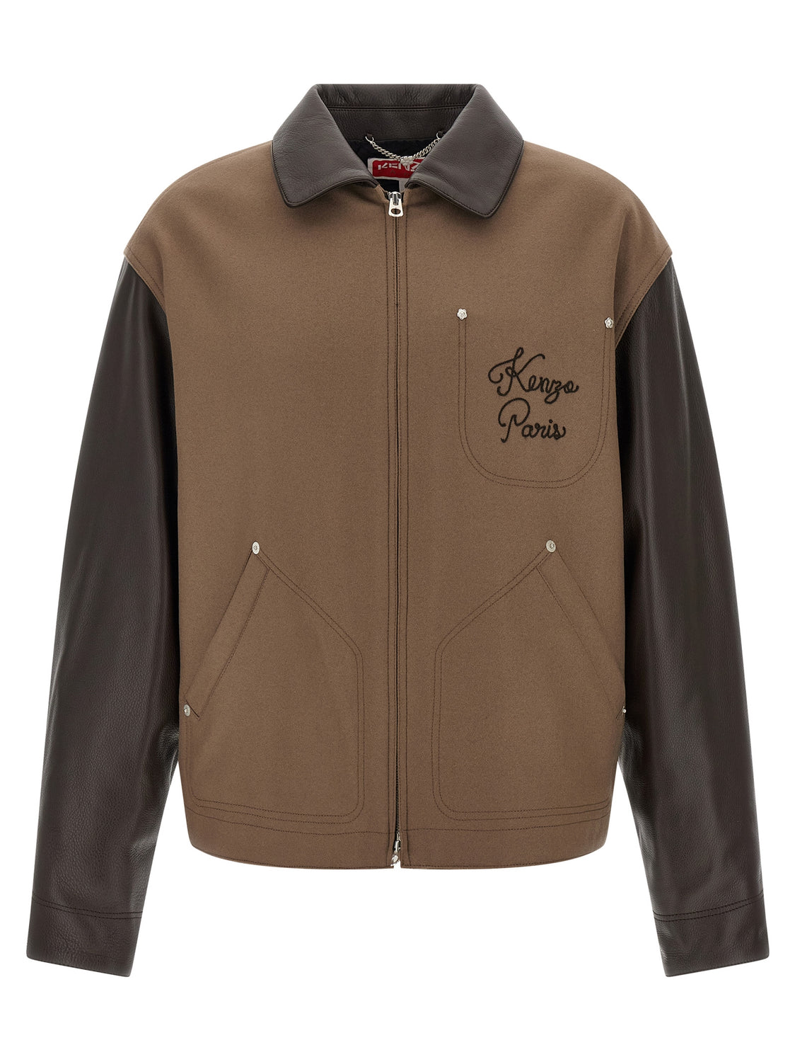 Brown Virgin Wool Leather Jacket