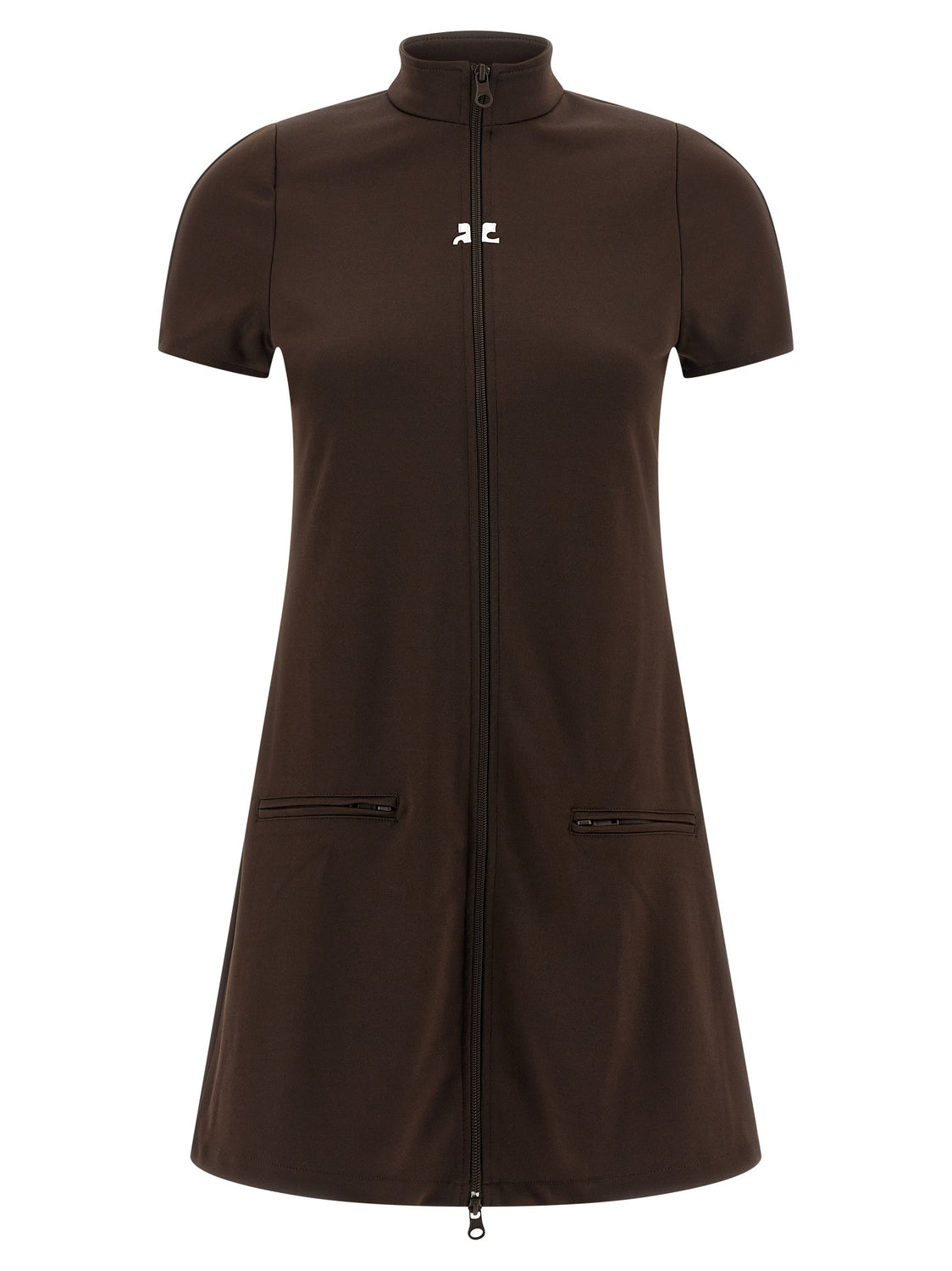 Brown Polyester Short Dress