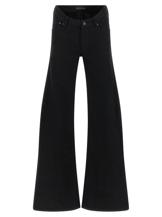Black Cotton Flared Jeans