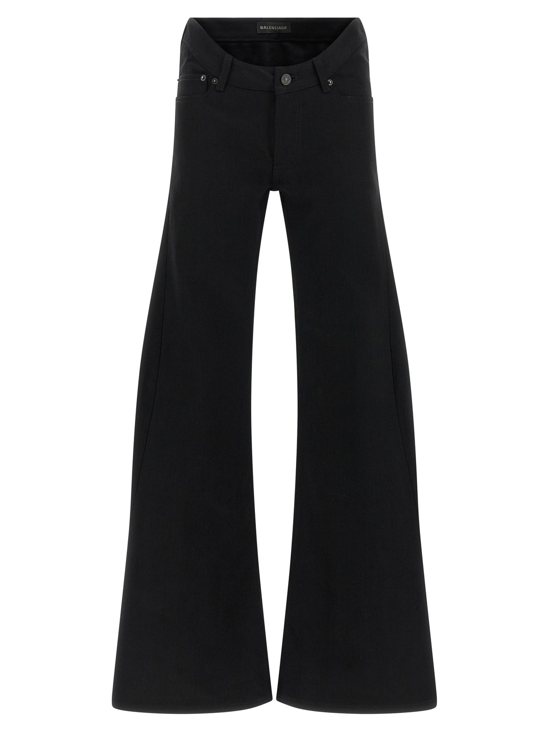 Black Cotton Flared Jeans