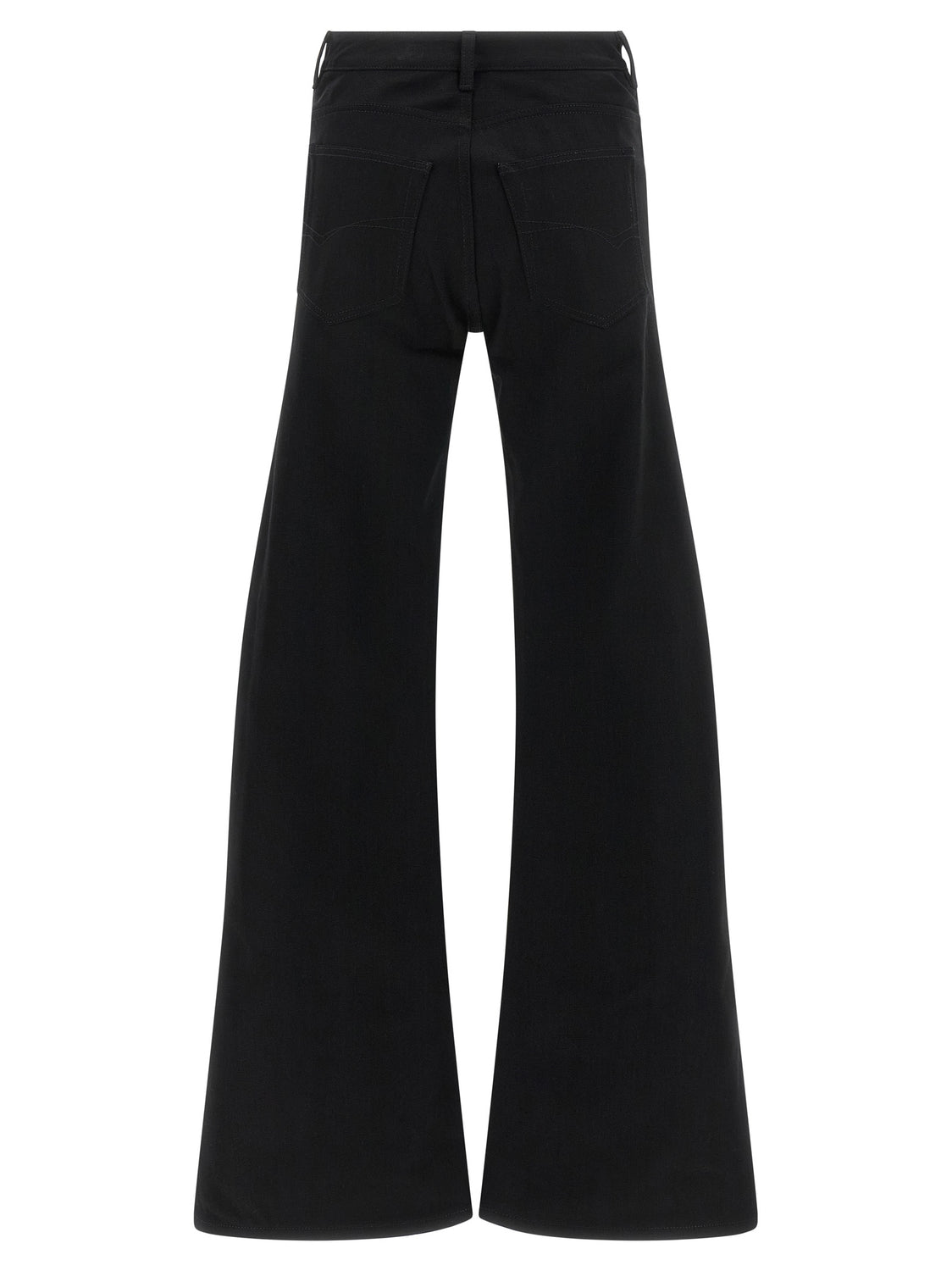 Black Cotton Flared Jeans