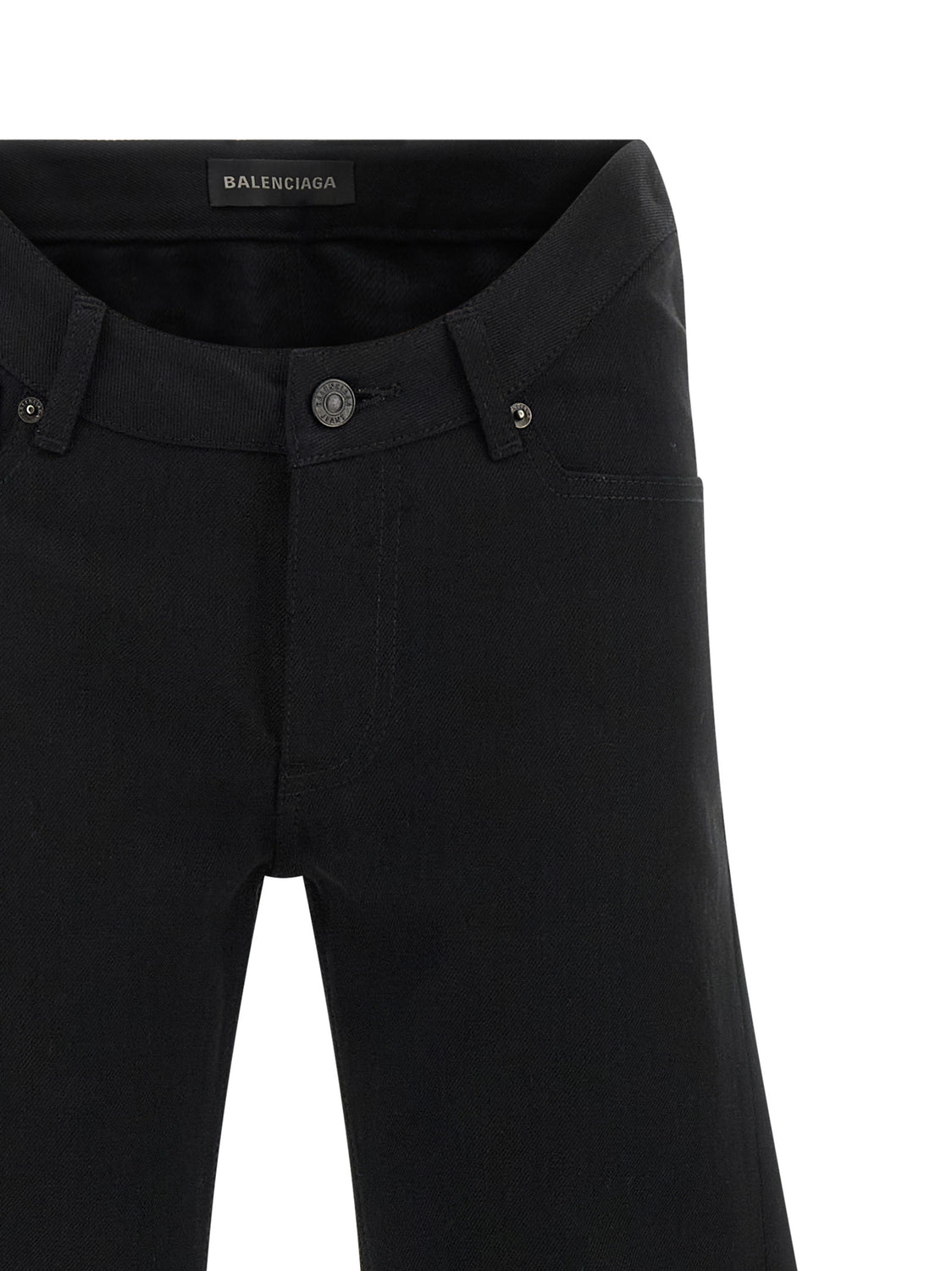Black Cotton Flared Jeans