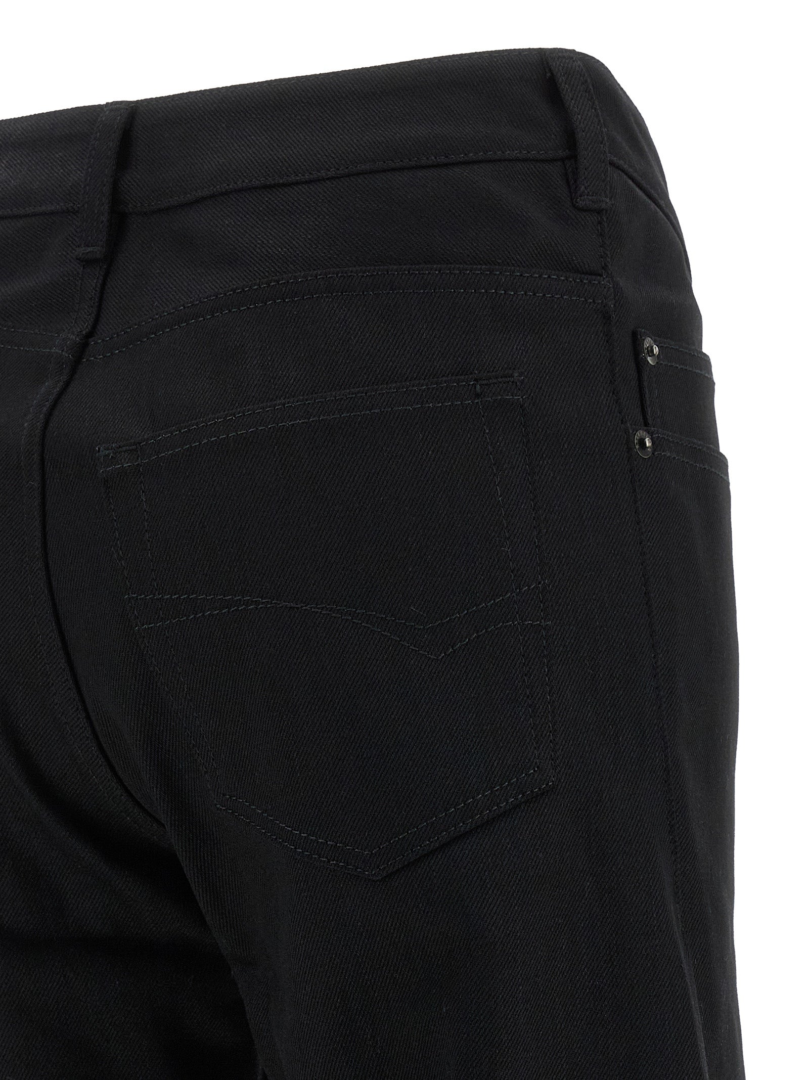 Black Cotton Flared Jeans