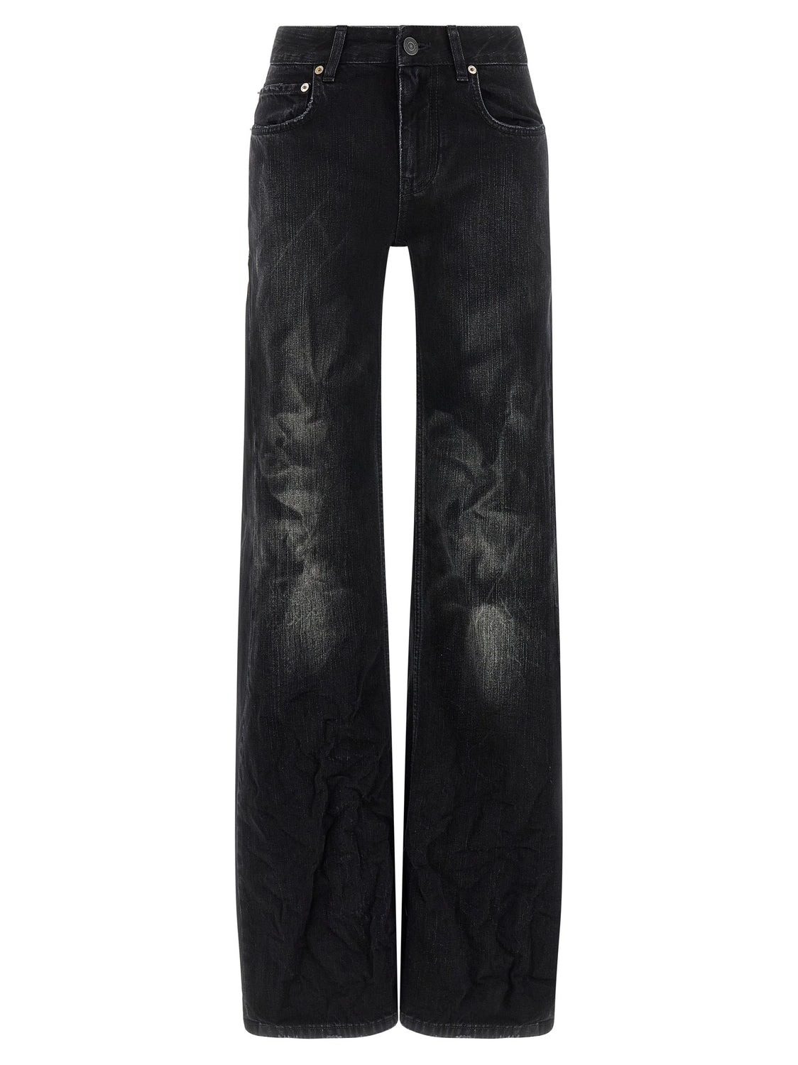Black Cotton Flared Jeans