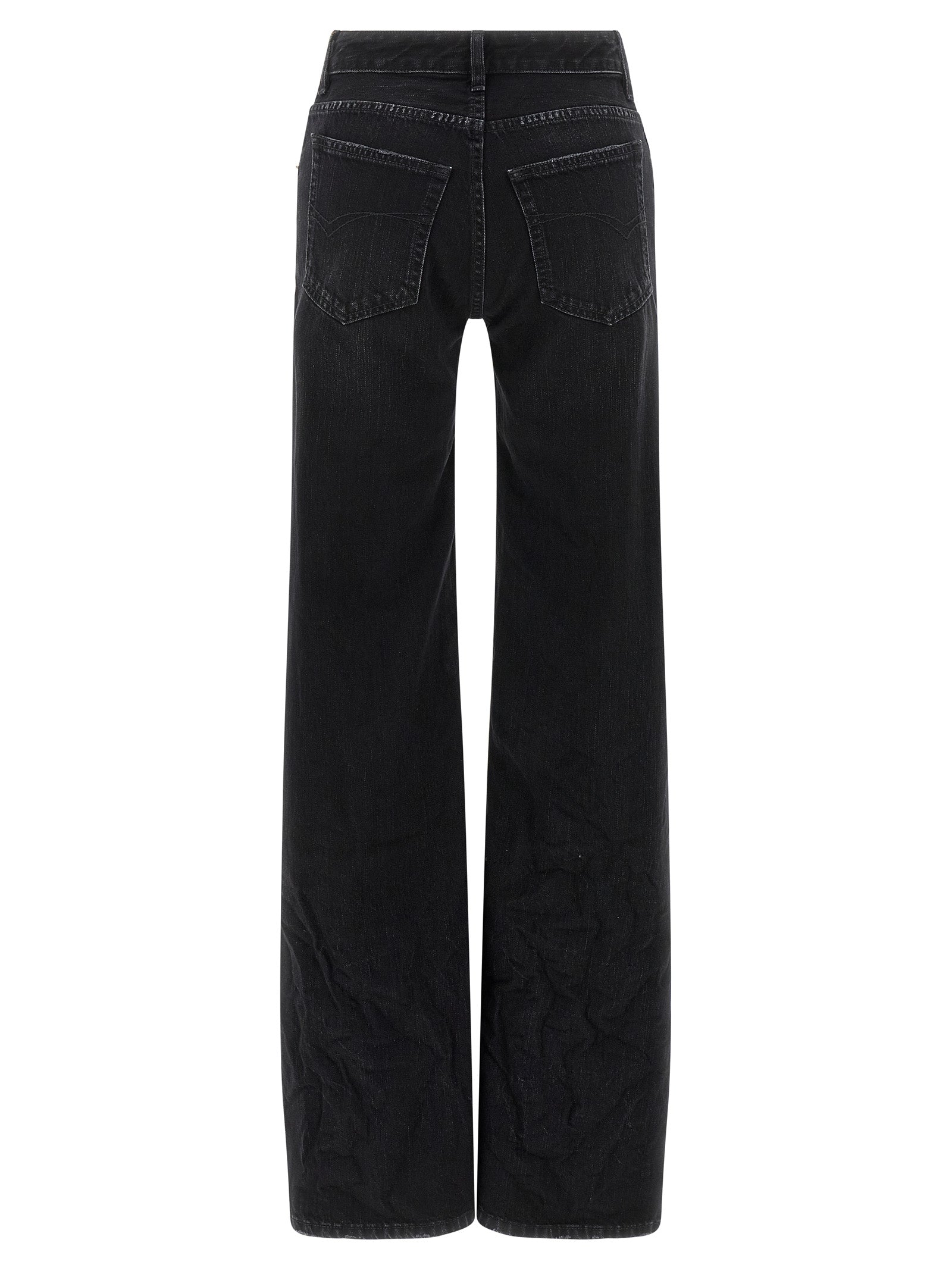 Black Cotton Flared Jeans
