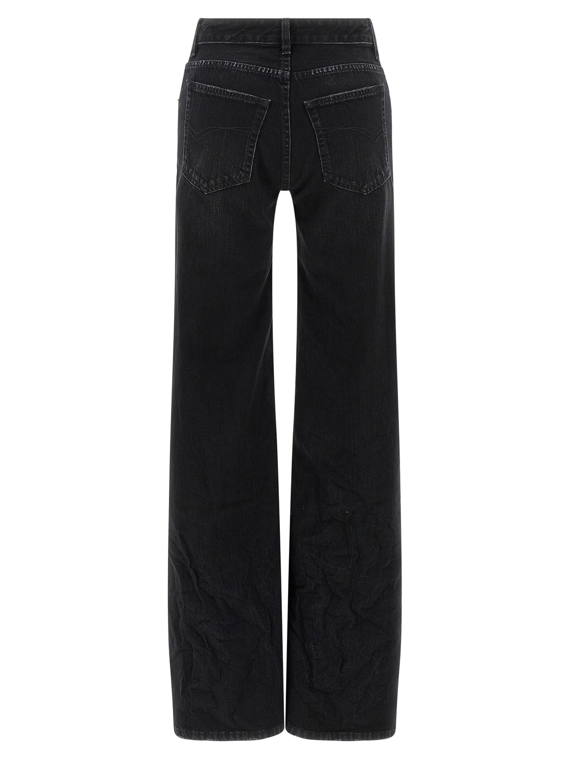Black Cotton Flared Jeans