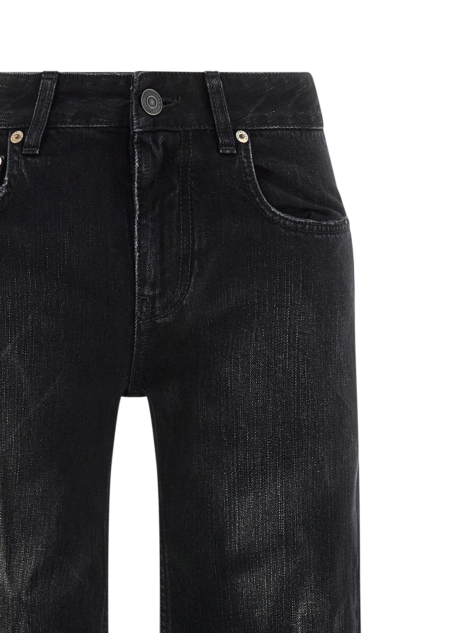 Black Cotton Flared Jeans