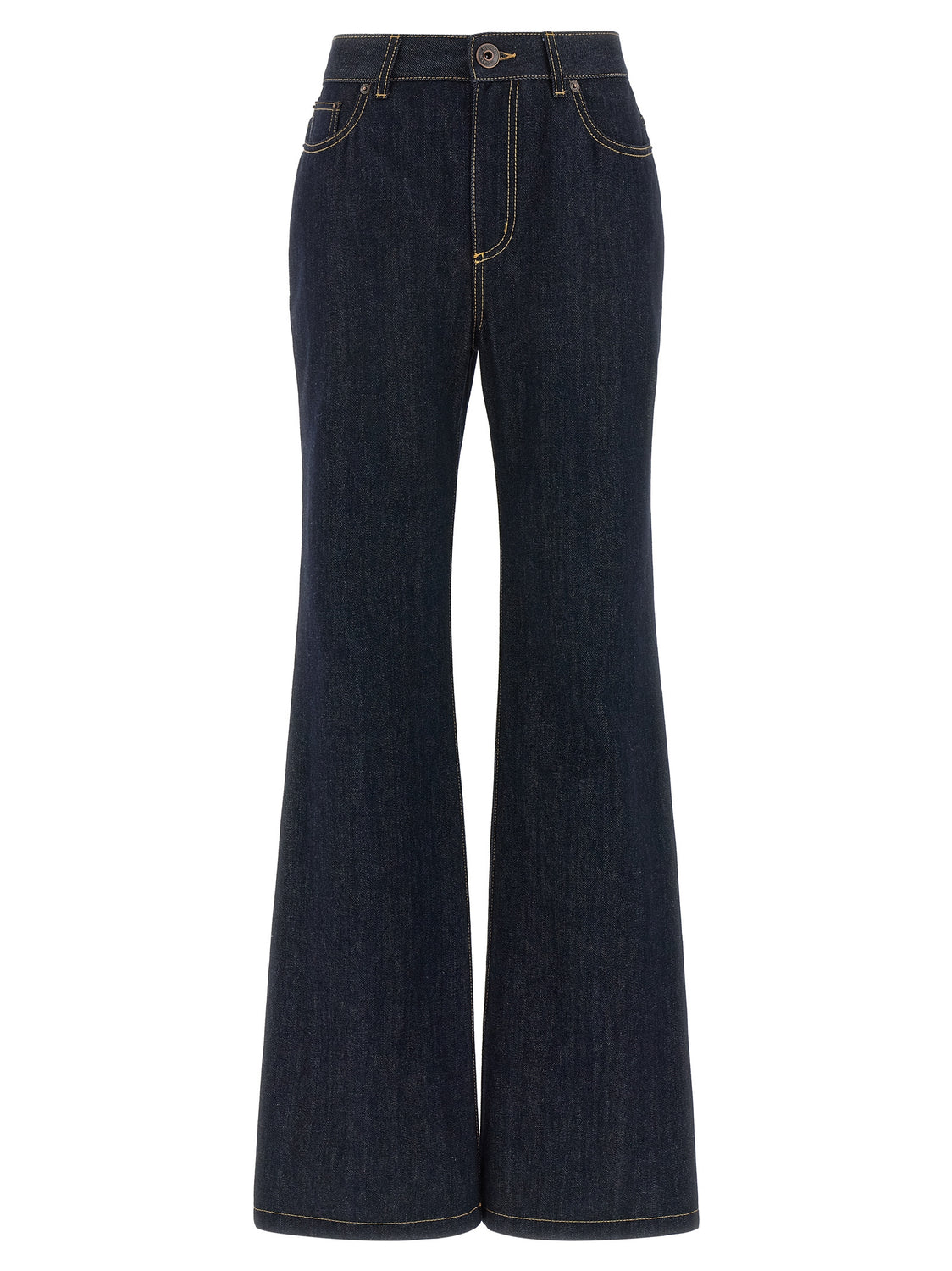 Blue Cotton Flared Jeans