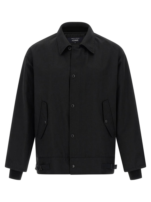 Black Polyester Full-Length Jacket