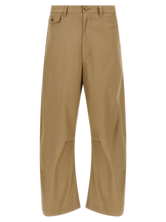 Beige Cotton Casual Pants