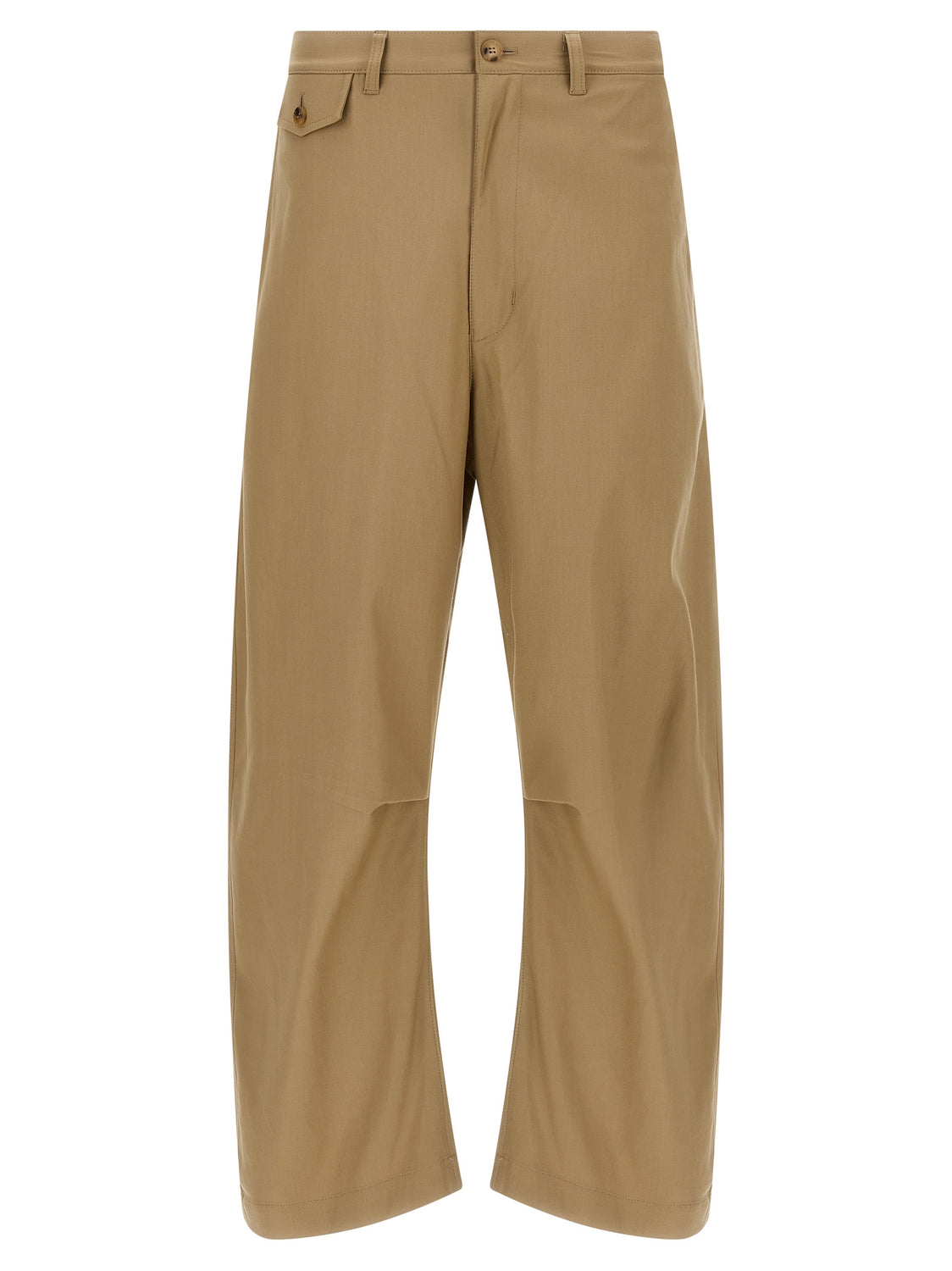 Beige Cotton Casual Pants