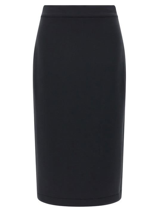 Black Polyester Midi Skirt