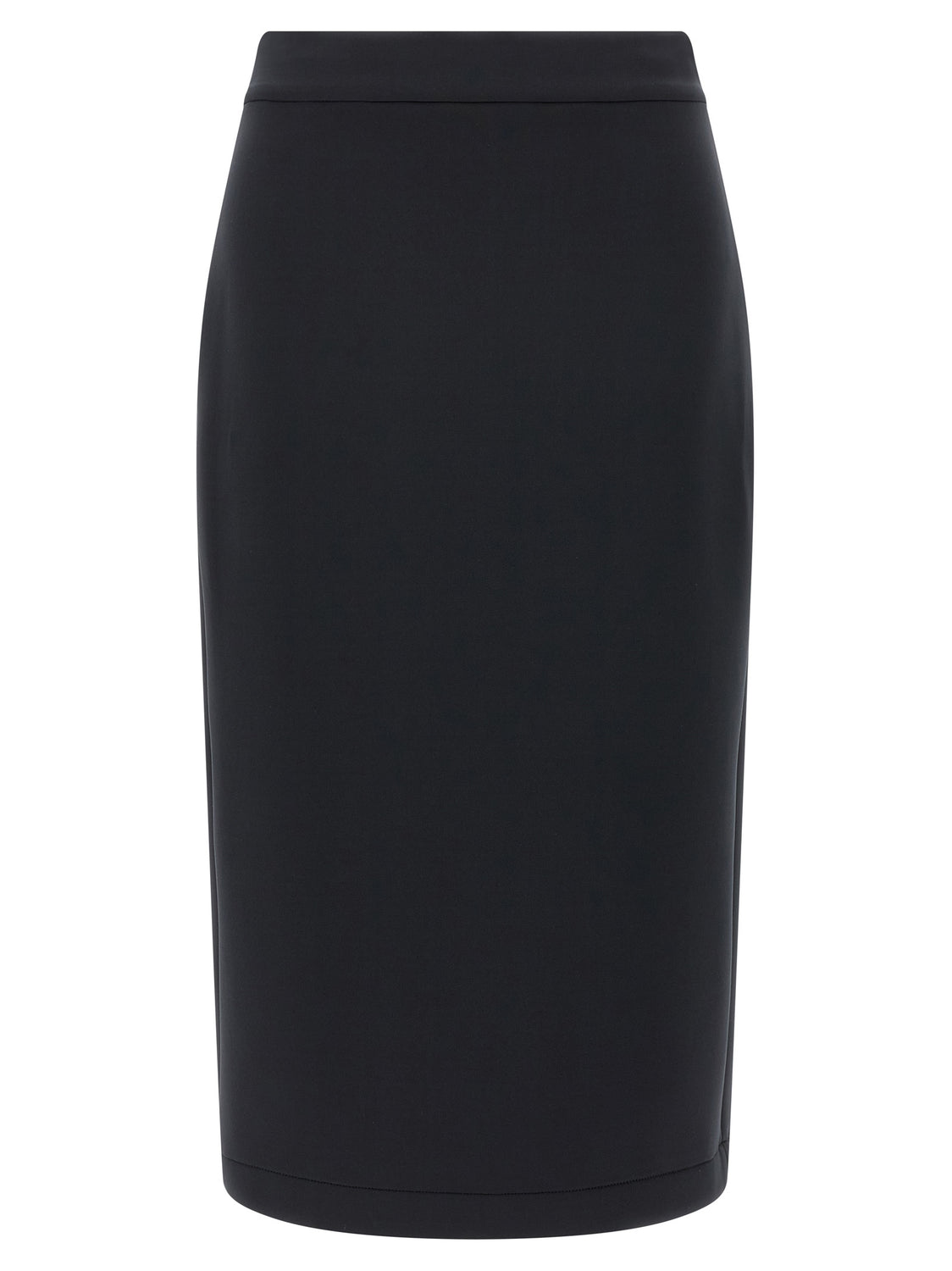 Black Polyester Midi Skirt