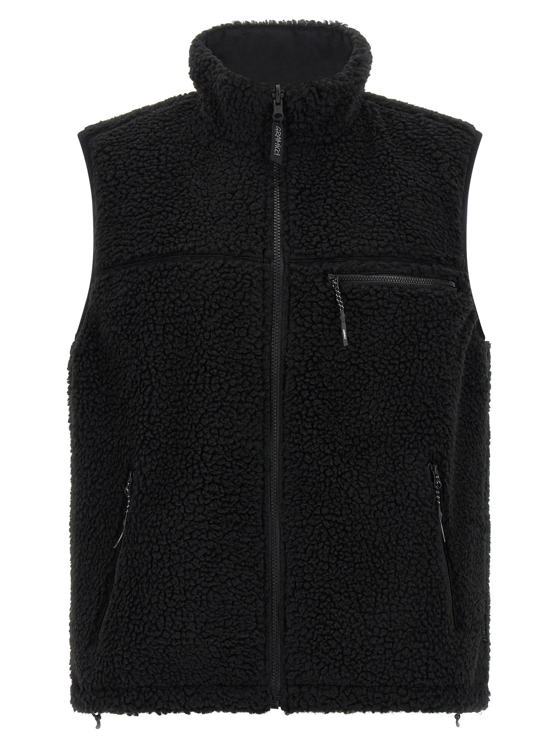 Black Polyester Sleeveless Jacket