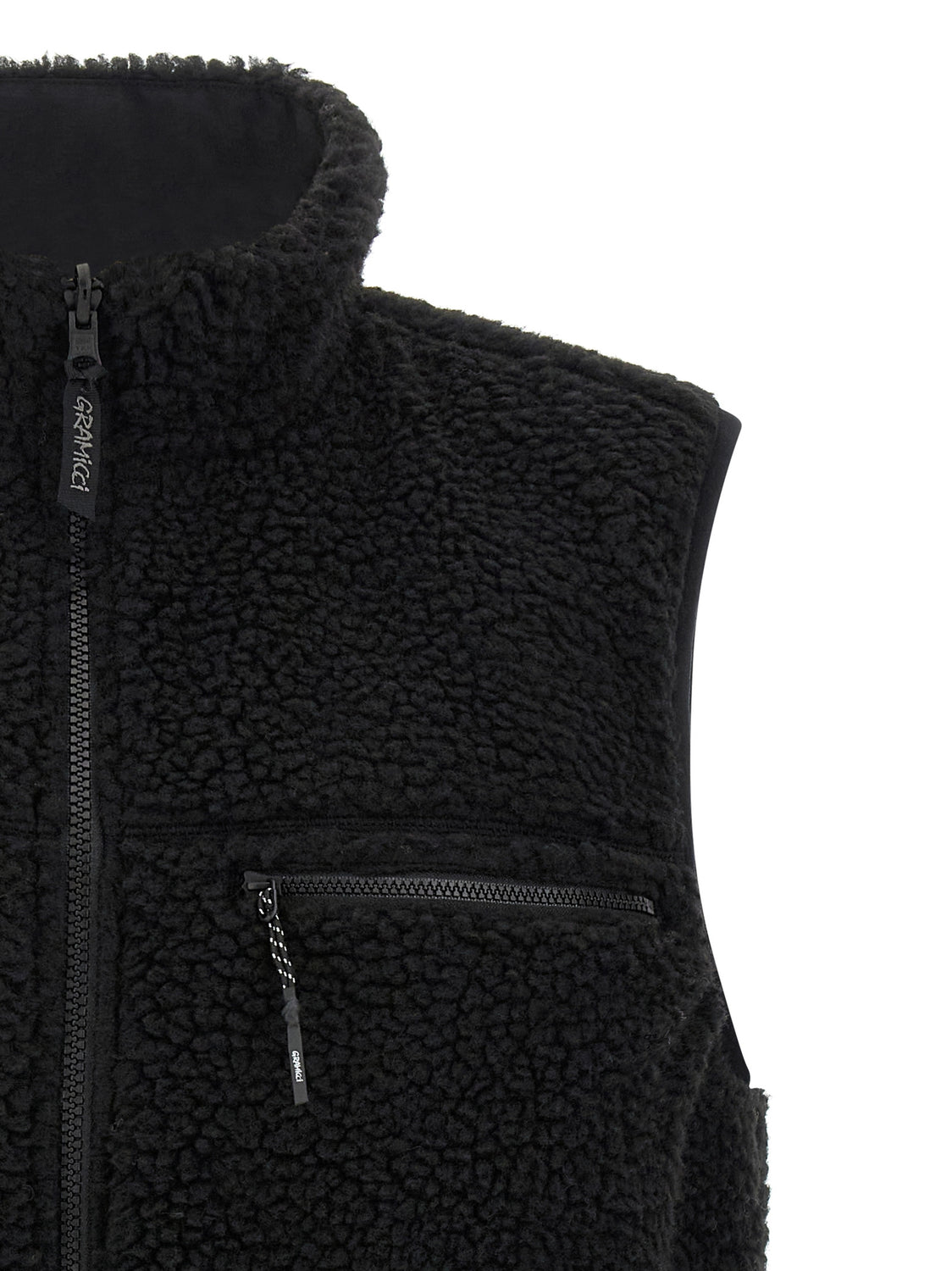 Black Polyester Sleeveless Jacket