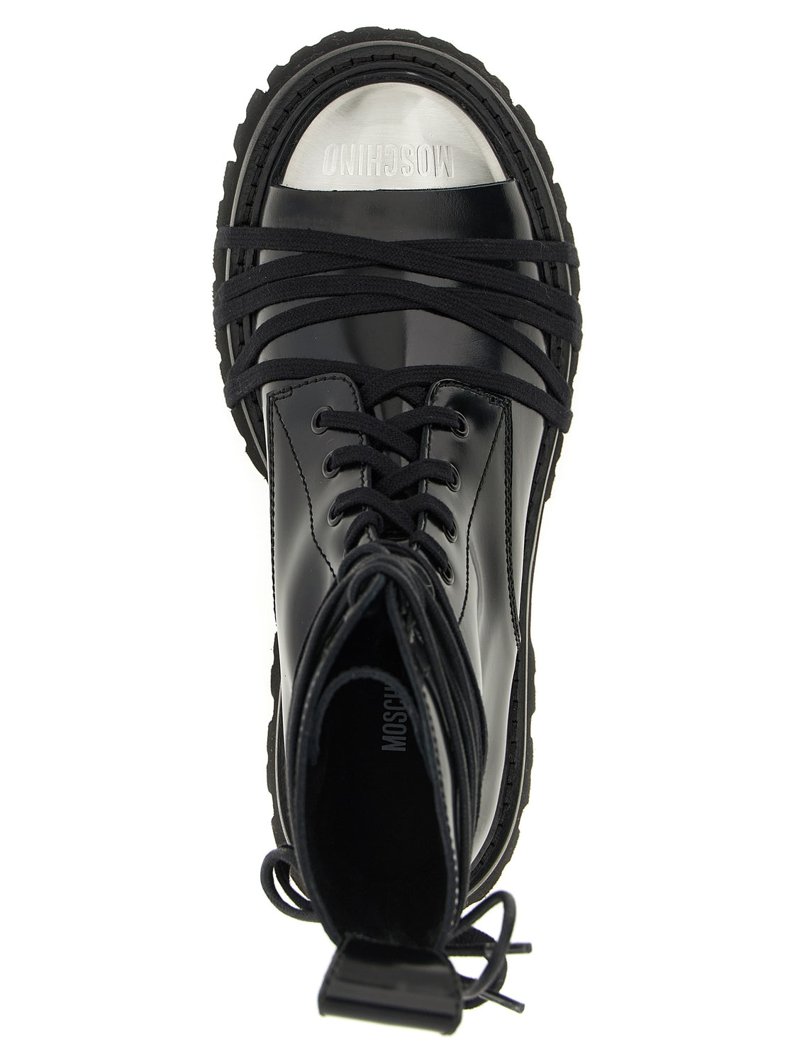 Black Calfskin Lace-Up Boots