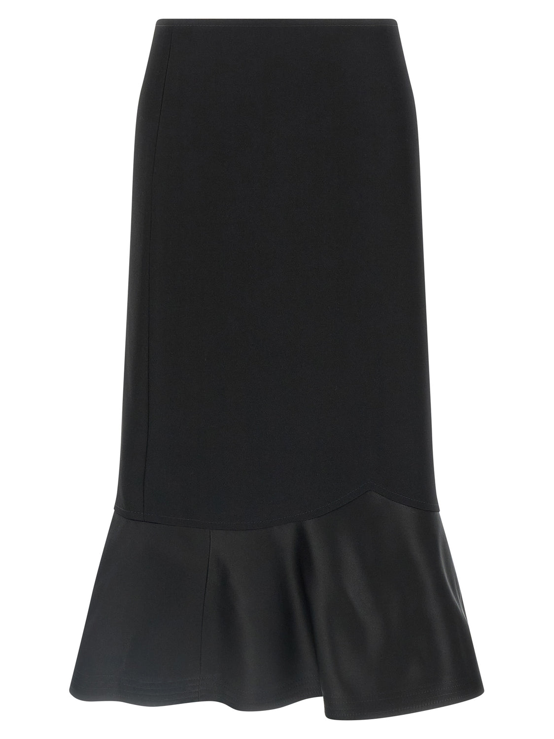 Black Virgin Wool Midi Skirt