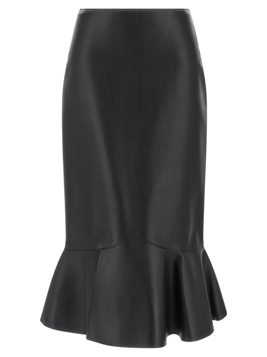Black Lamb Leather Midi Skirt