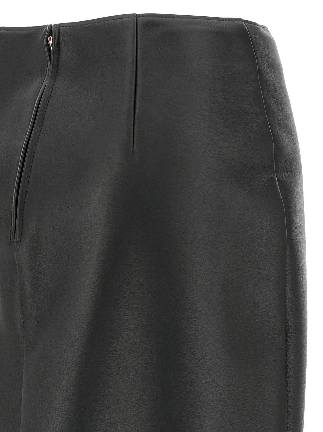 Black Lamb Leather Midi Skirt