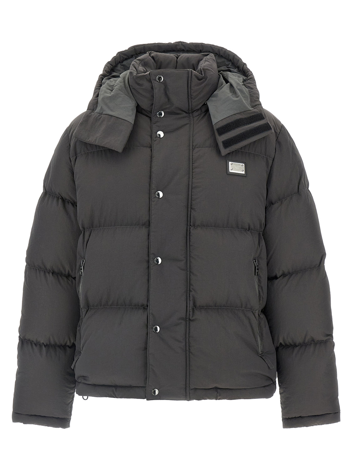 Gray Polyamide Full-Length Jacket