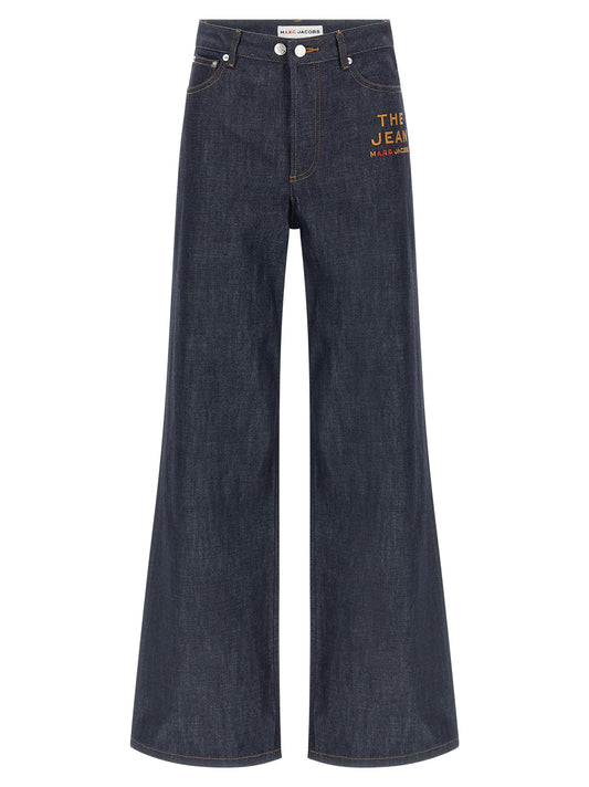 Blue Cotton Straight-Leg Jeans
