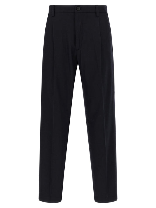 Blue Wool Casual Pants