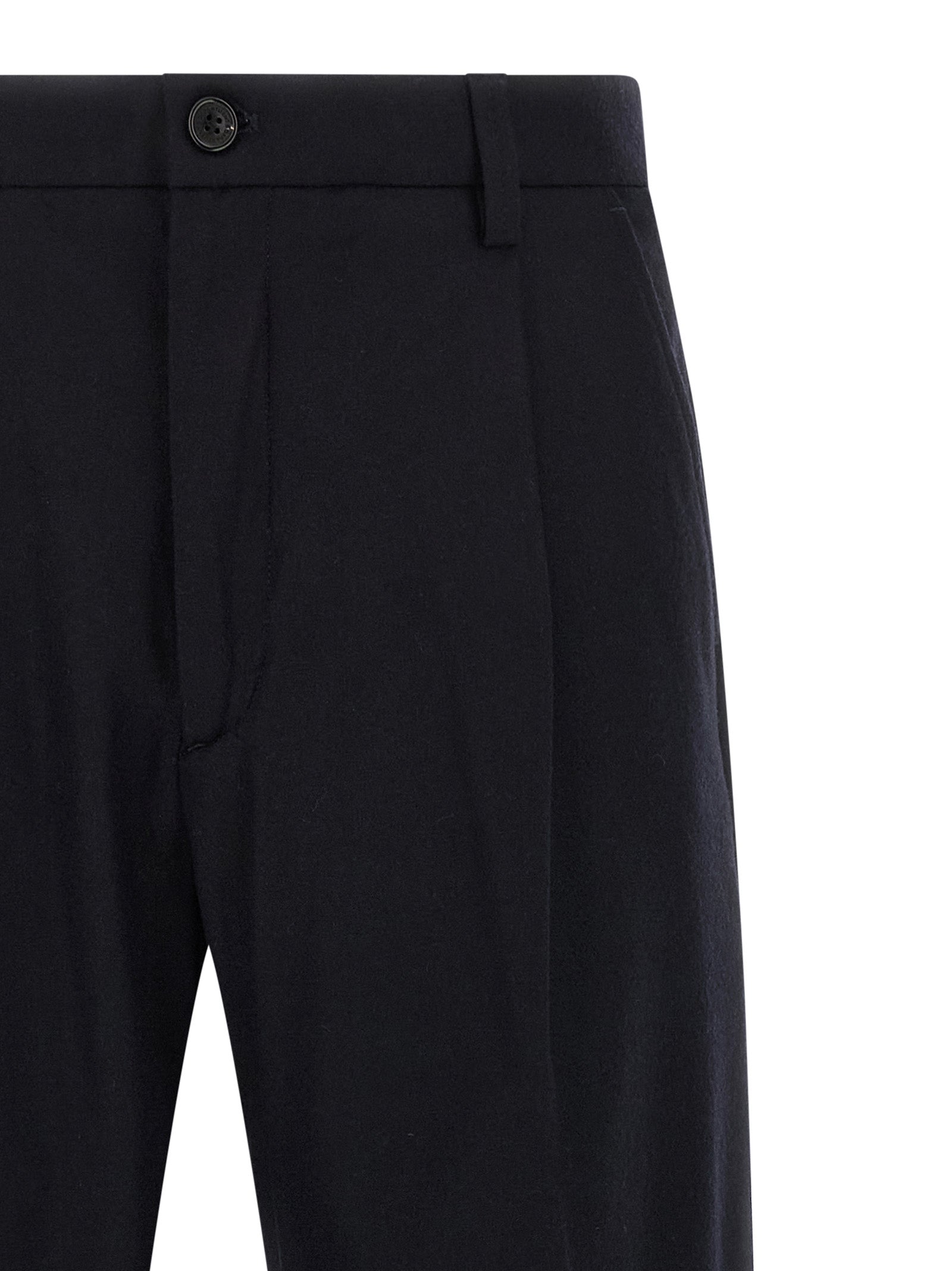 Blue Wool Casual Pants