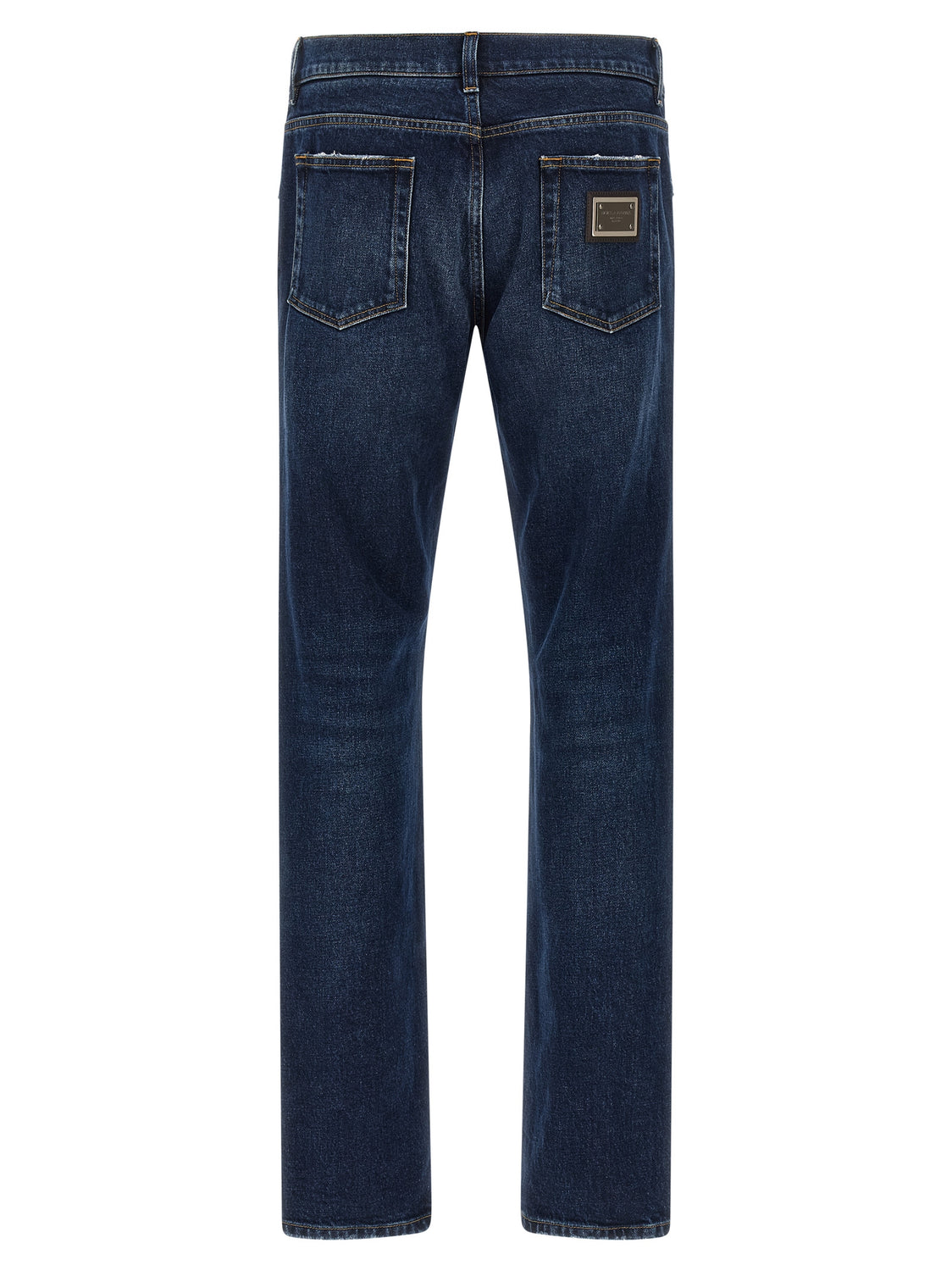 Blue Cotton Straight-Leg Jeans