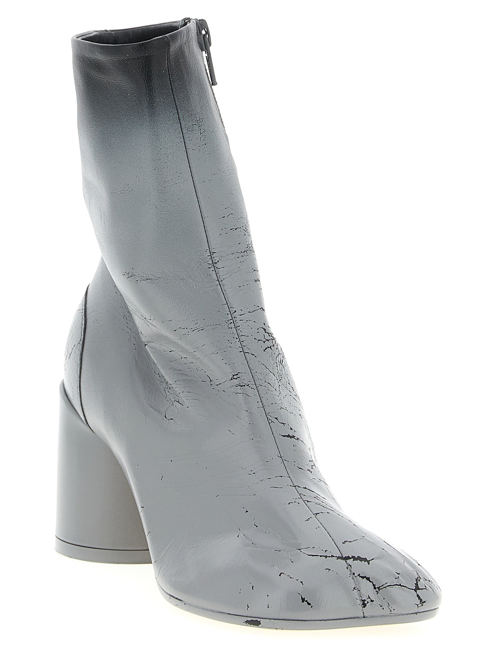 Gray Lambskin Ankle Boots