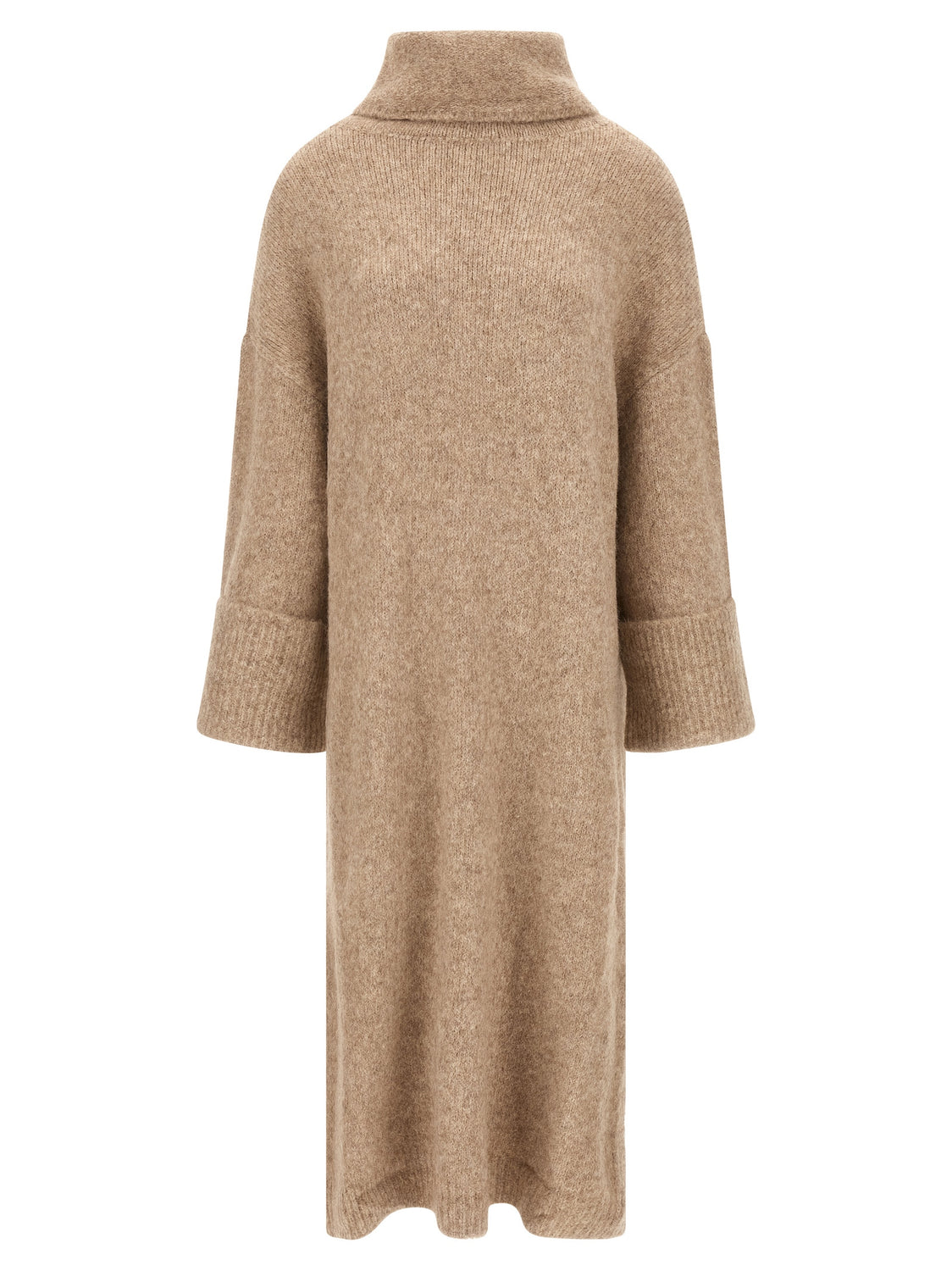 Beige Alpaca Leather Midi Dress