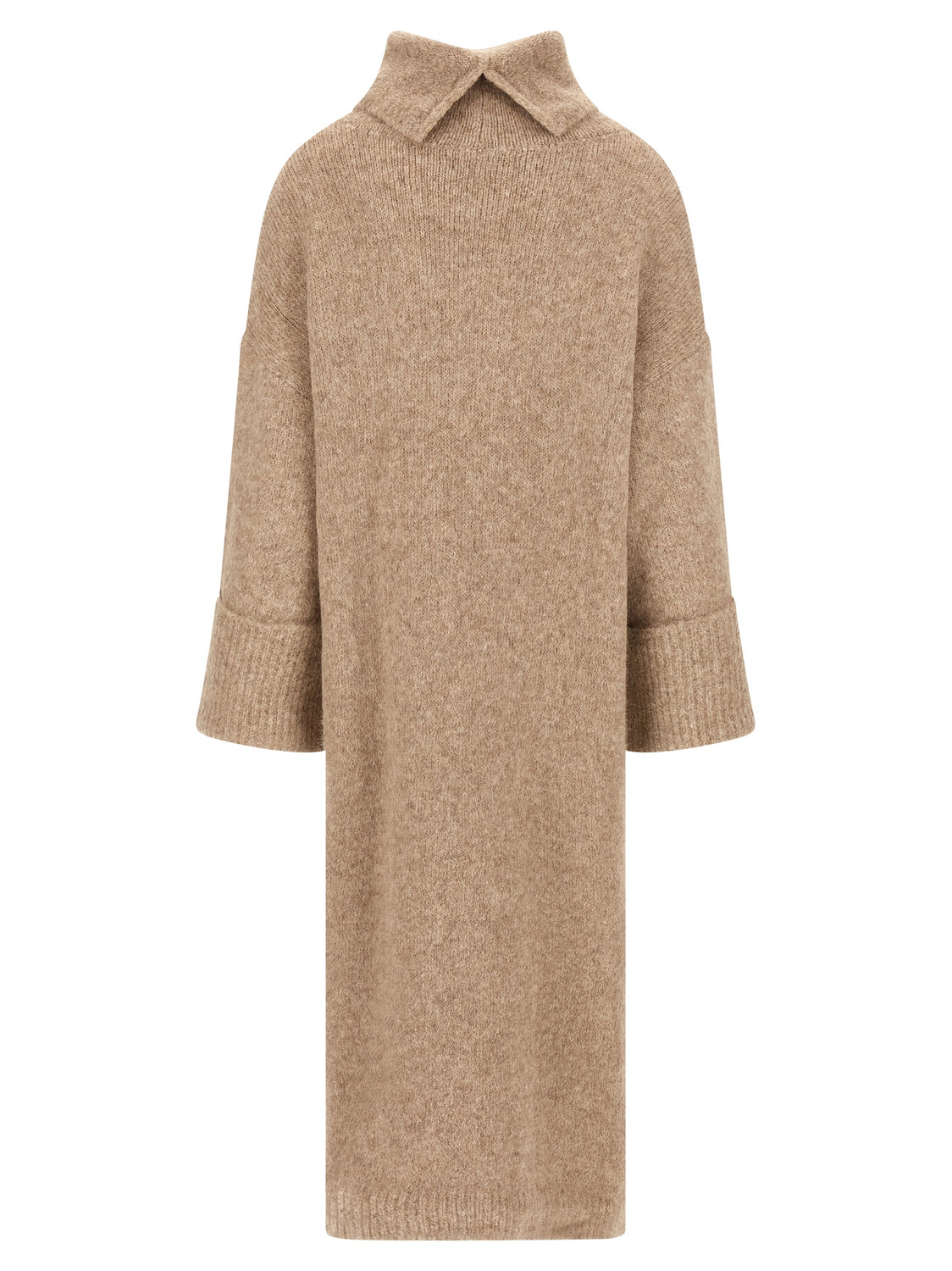Beige Alpaca Leather Midi Dress