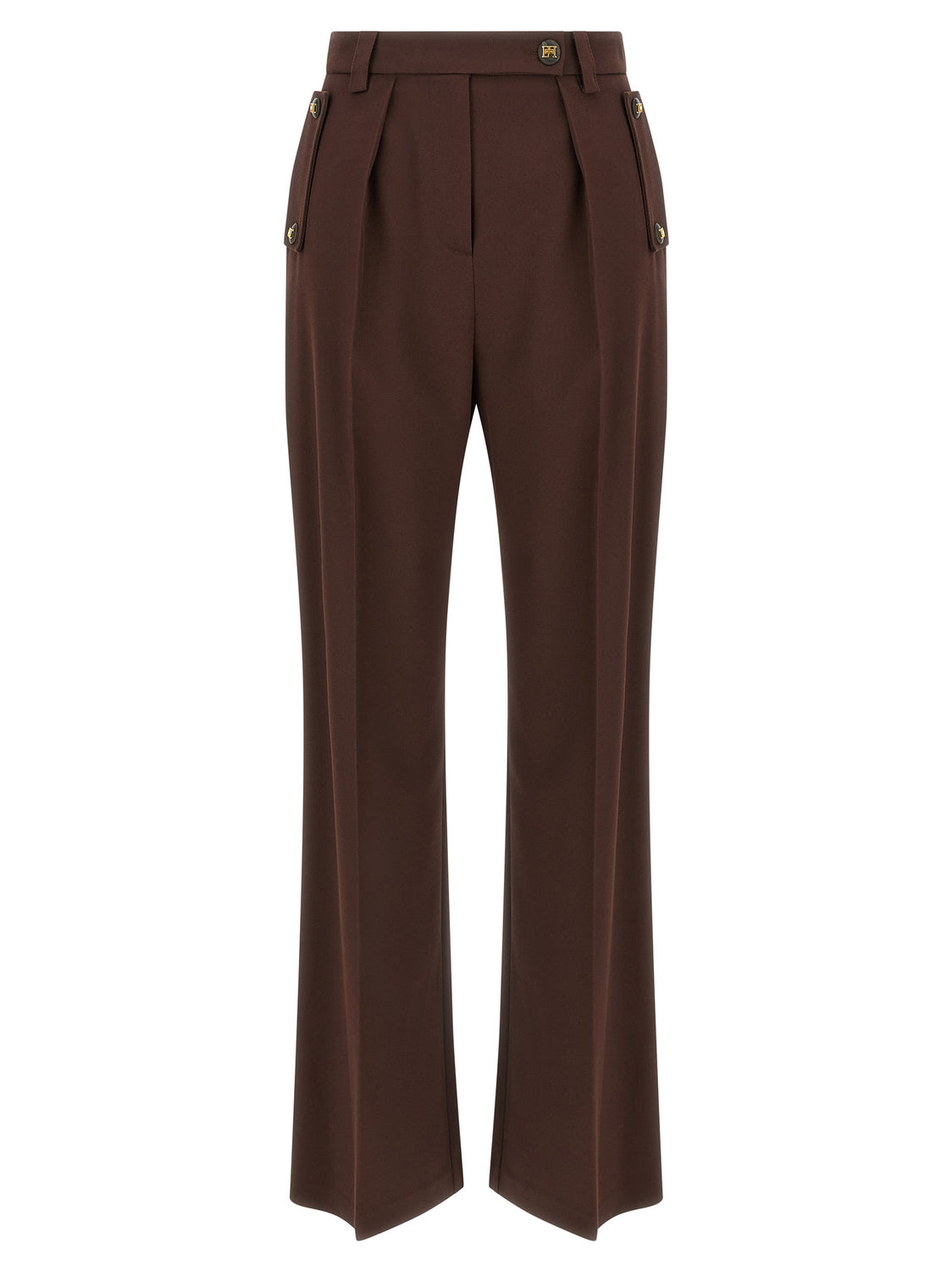 Brown Polyester Casual Pants