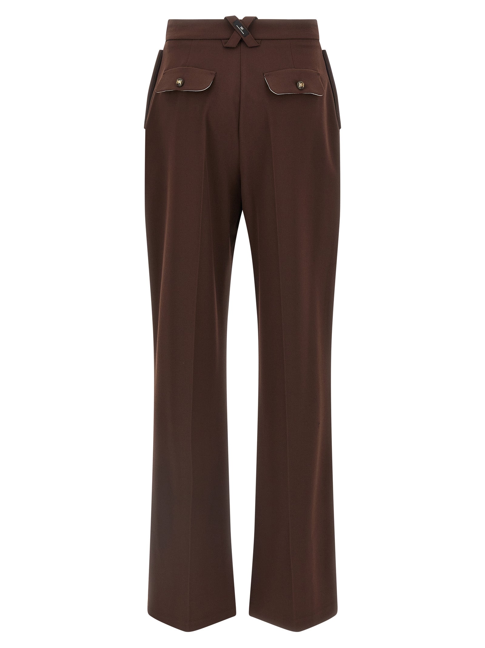 Brown Polyester Casual Pants