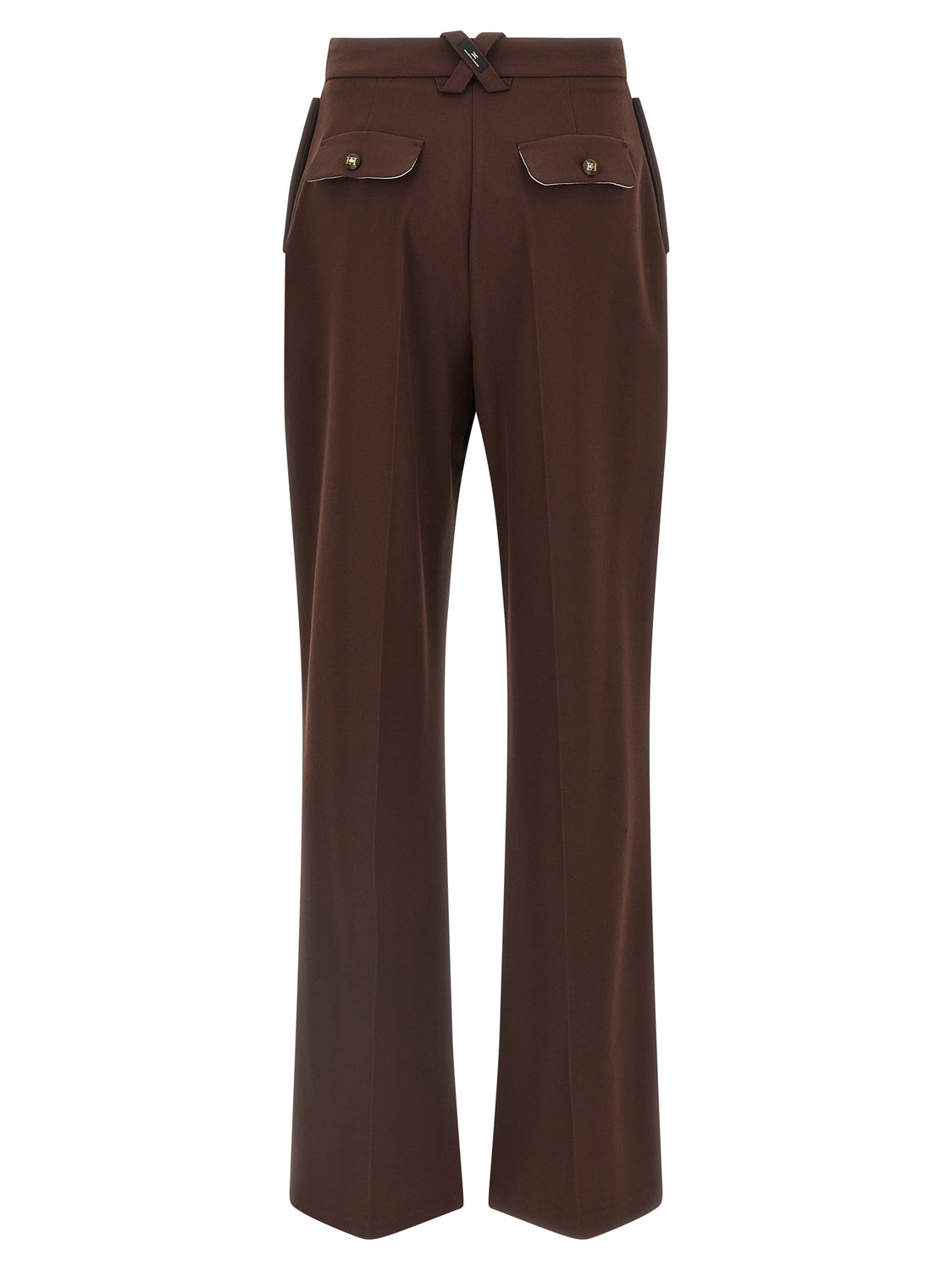 Brown Polyester Casual Pants
