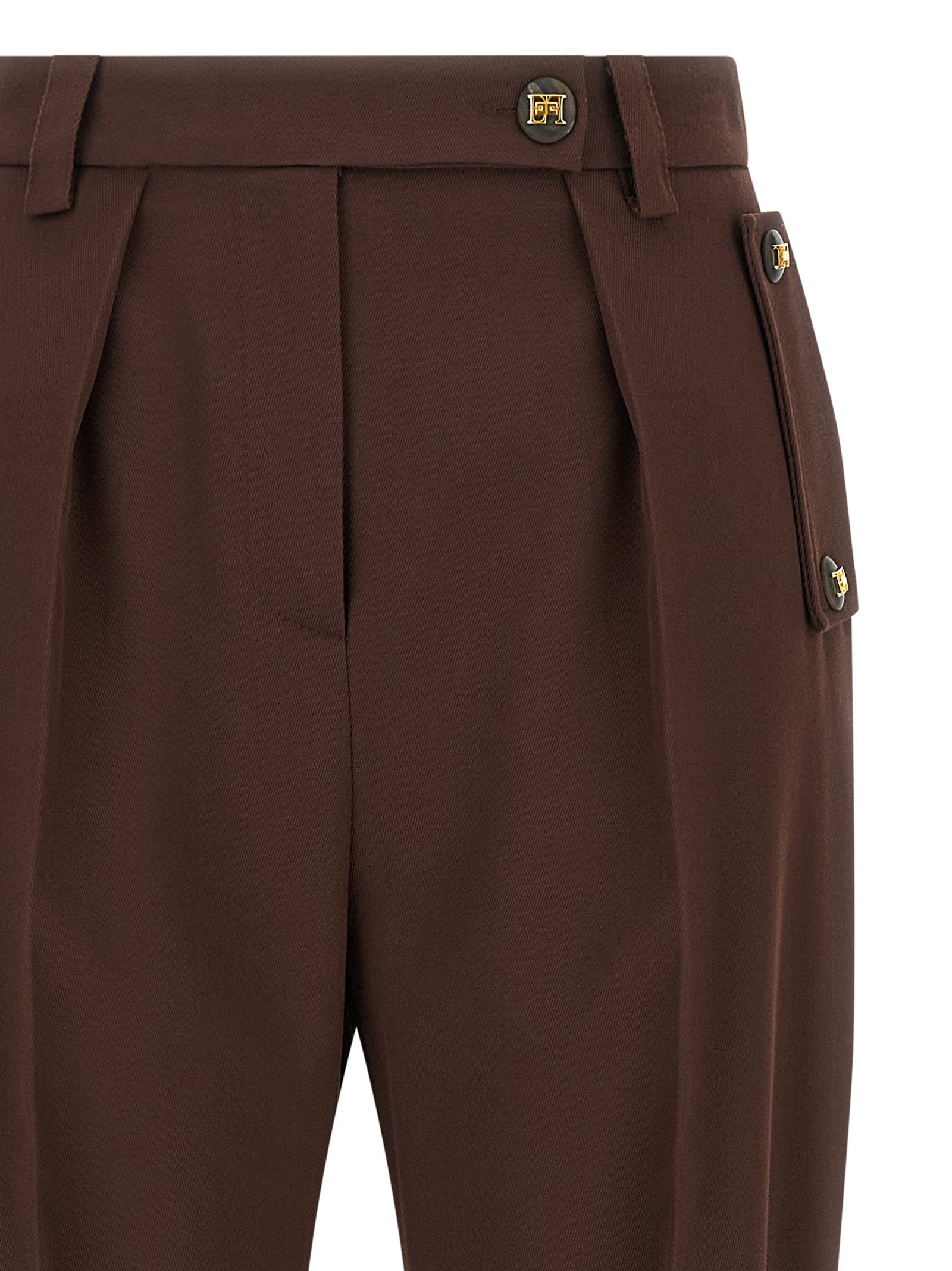Brown Polyester Casual Pants