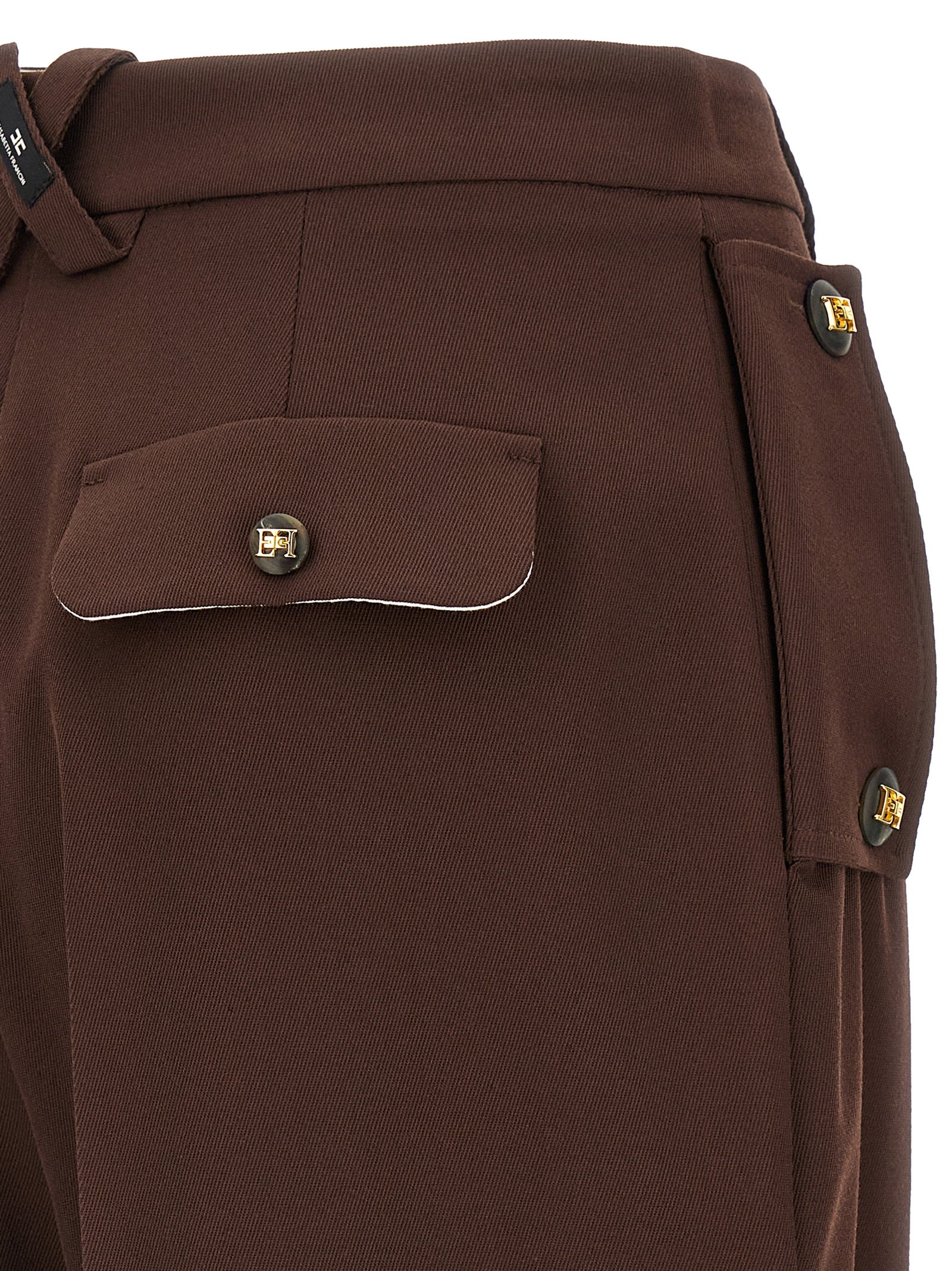 Brown Polyester Casual Pants