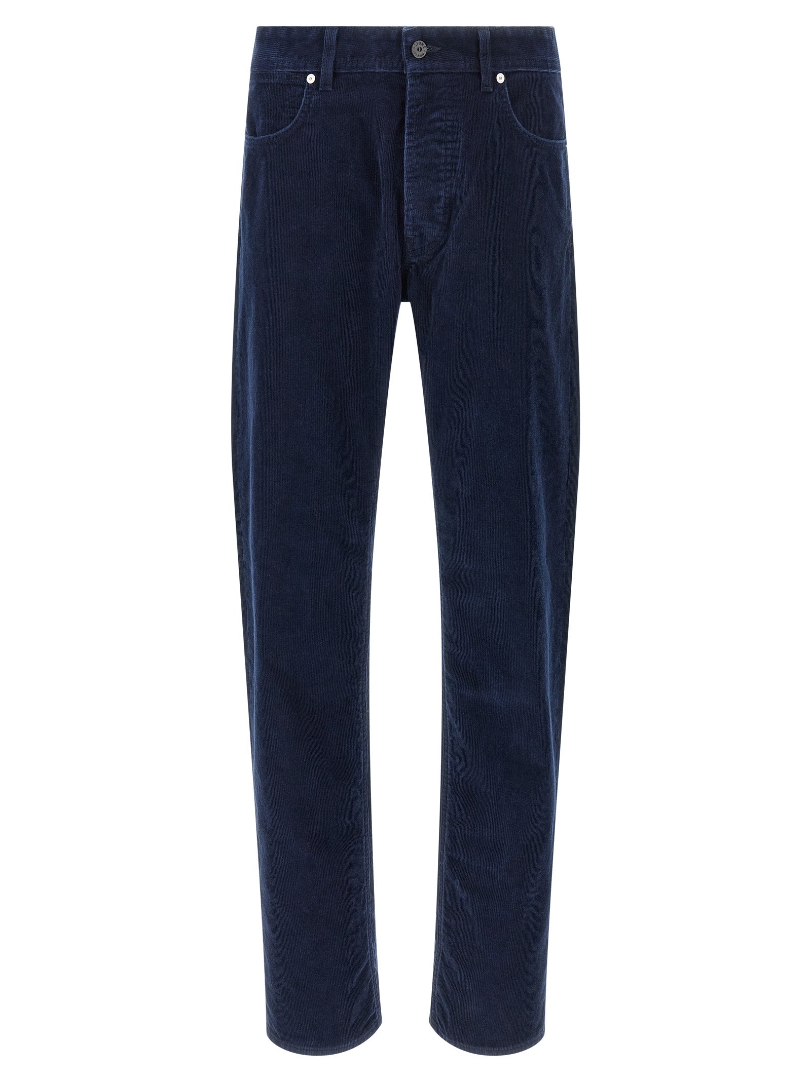 Blue Cotton Casual Pants