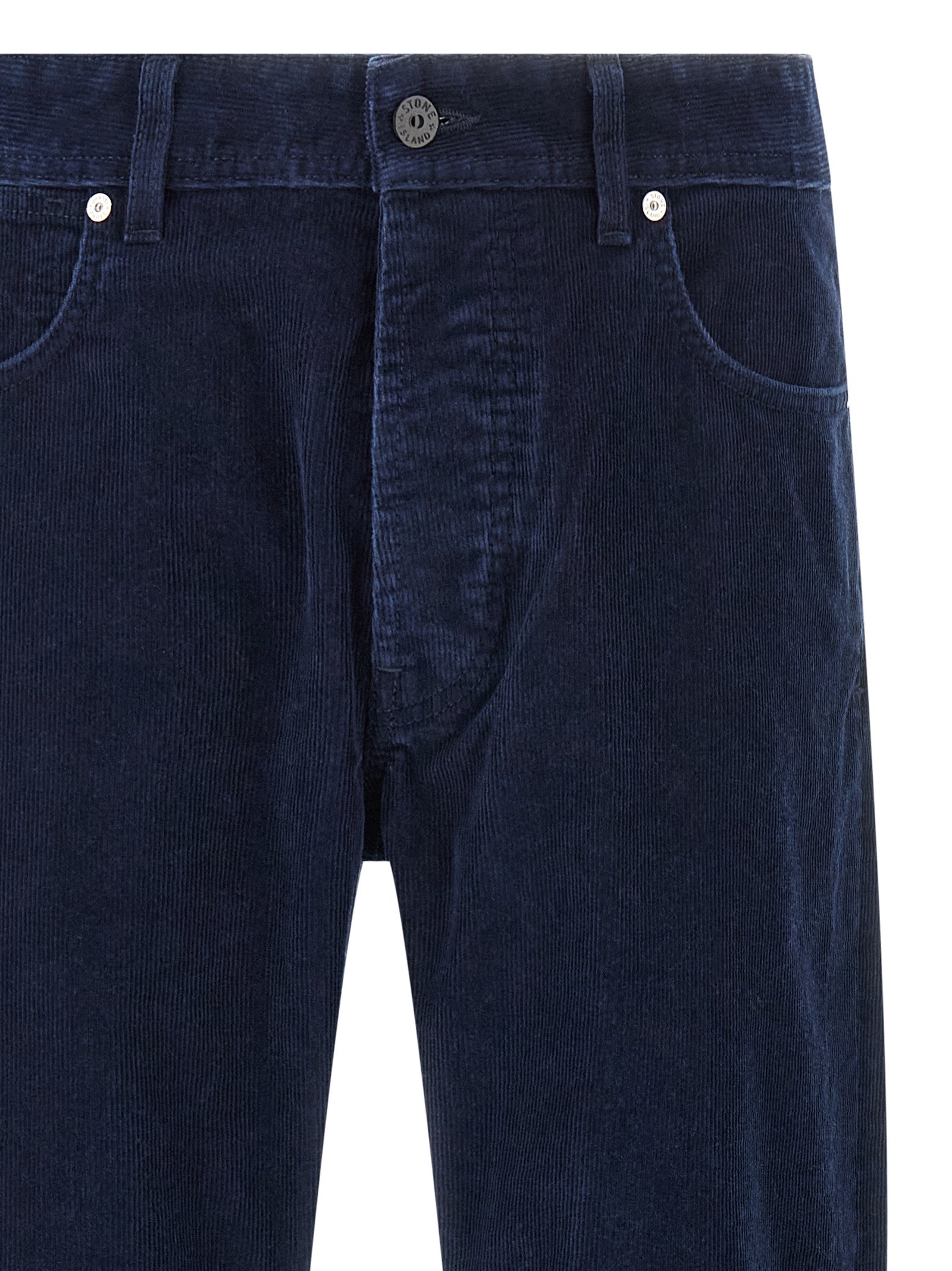 Blue Cotton Casual Pants