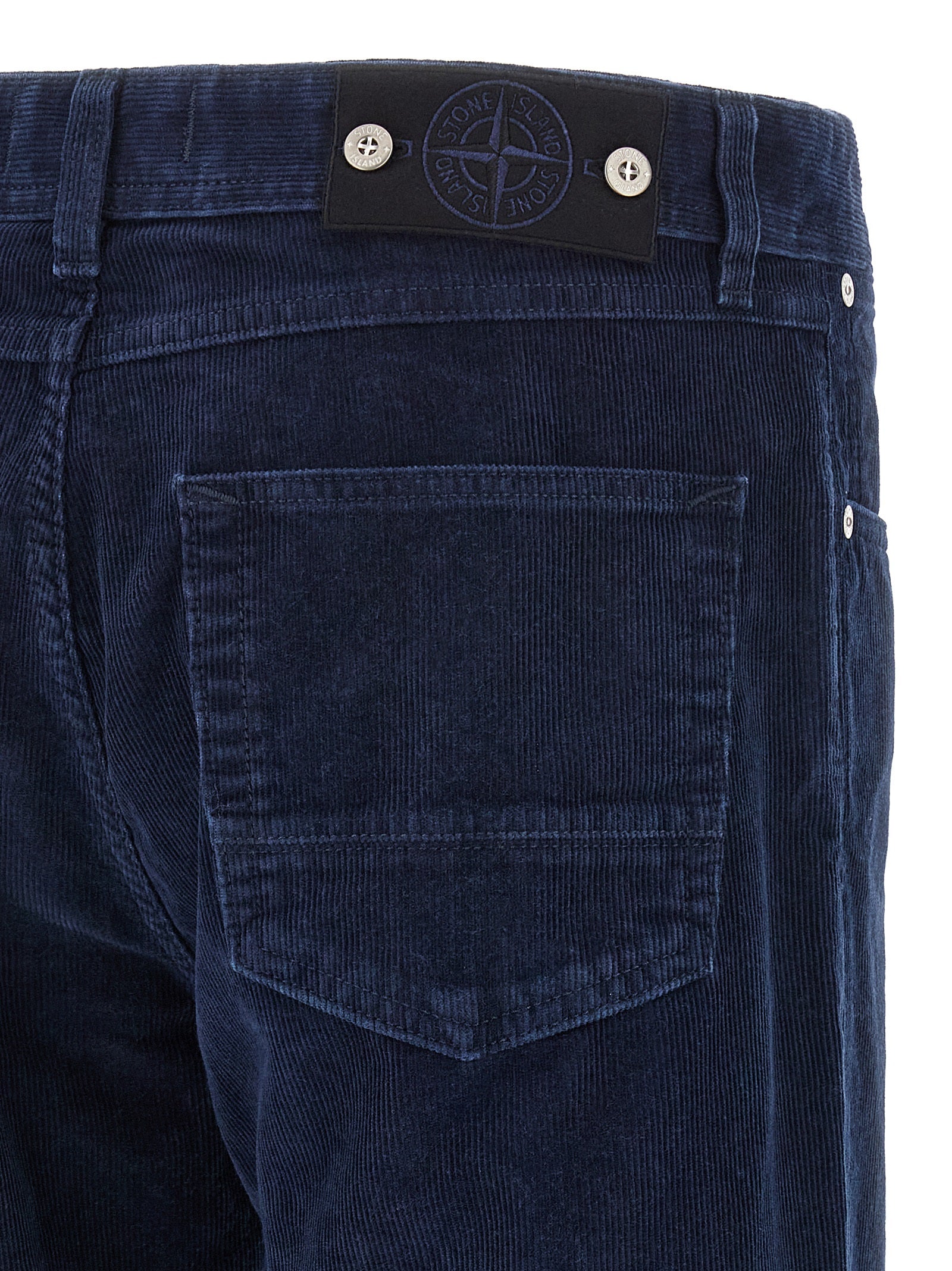 Blue Cotton Casual Pants
