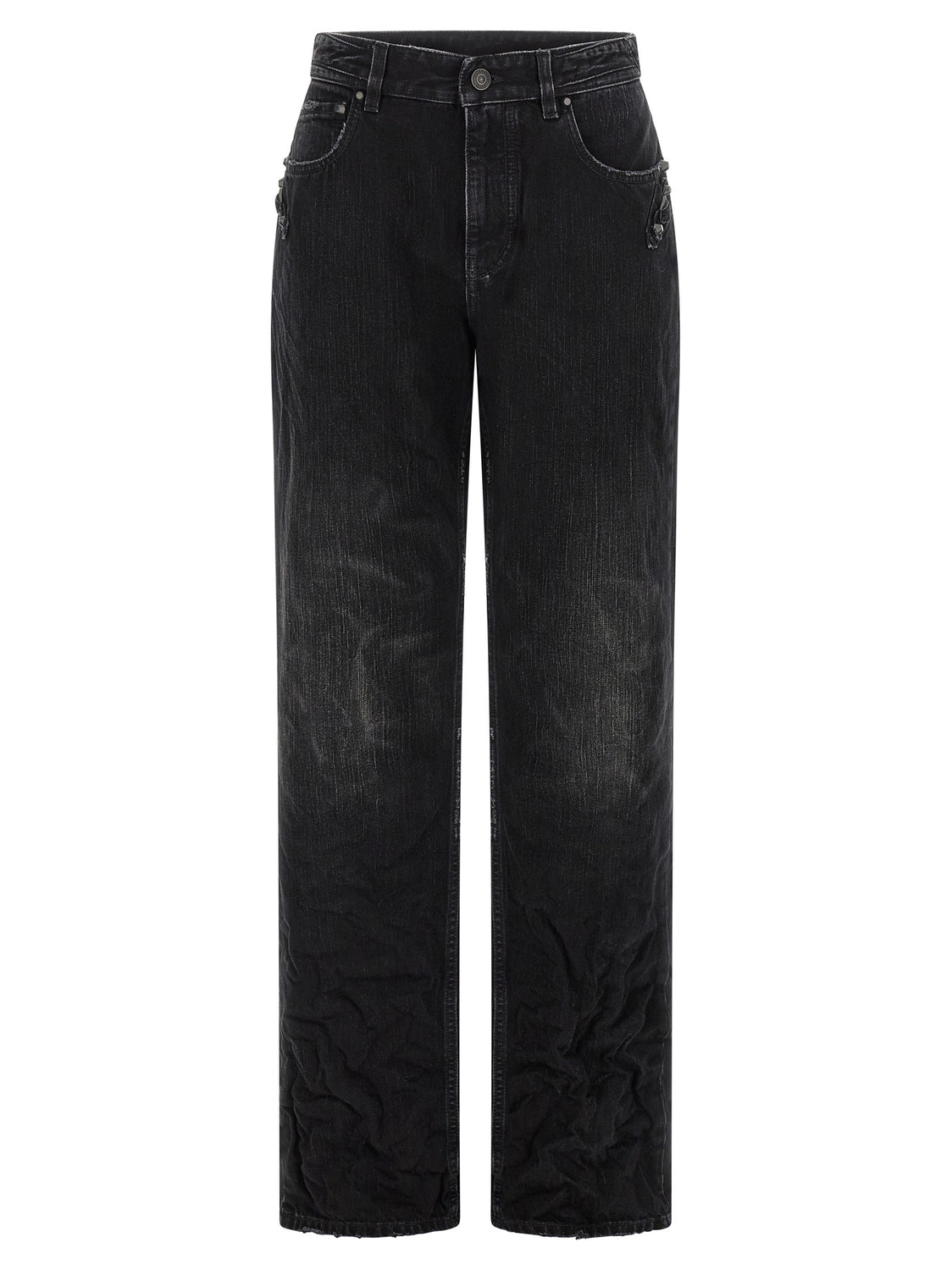 Black Cotton Straight-Leg Jeans