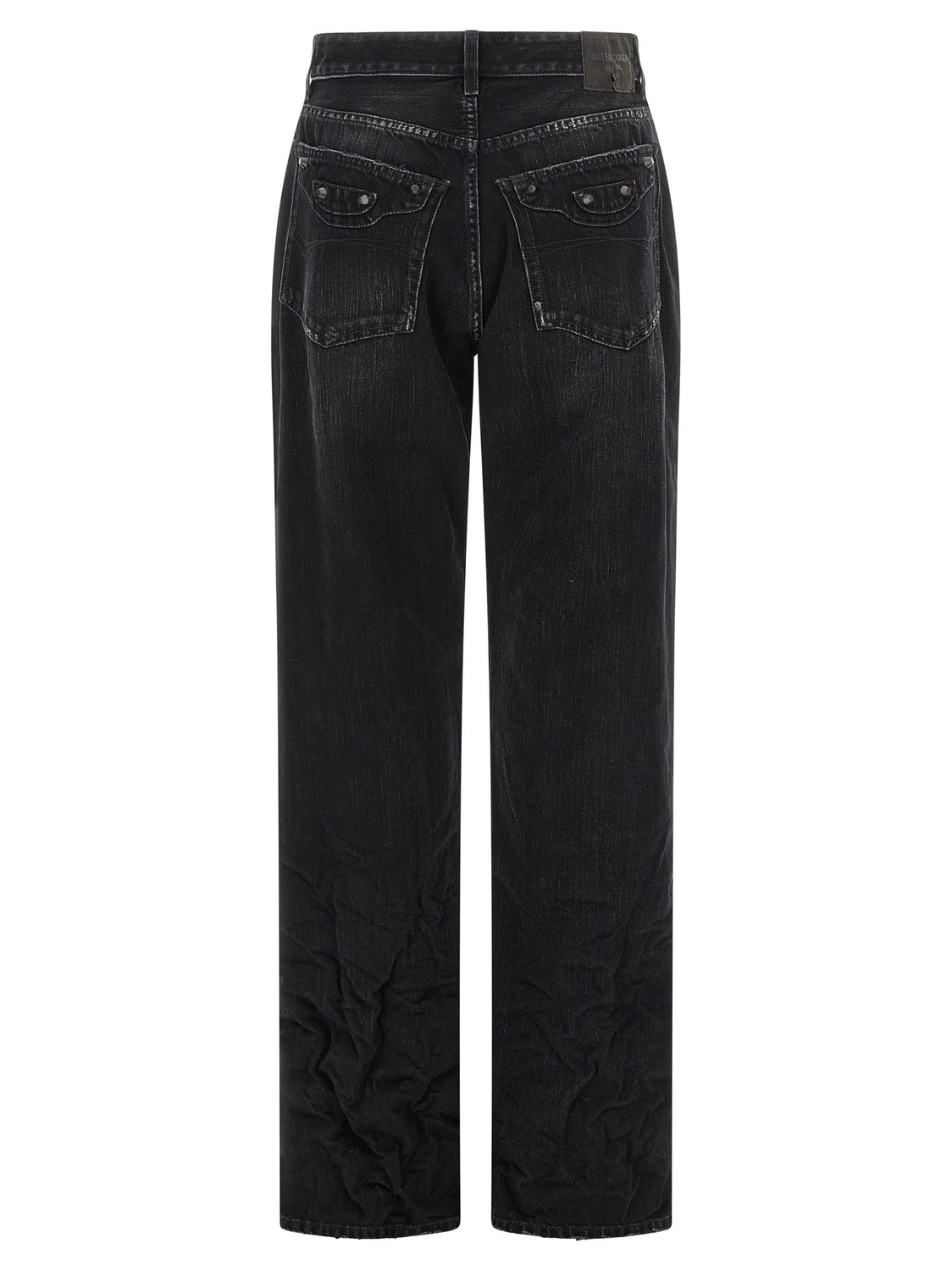 Black Cotton Straight-Leg Jeans