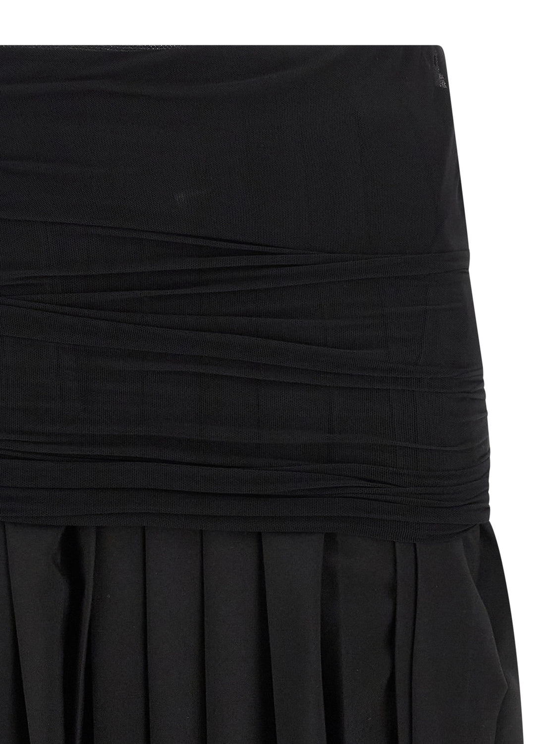 Black Polyester Midi Skirt